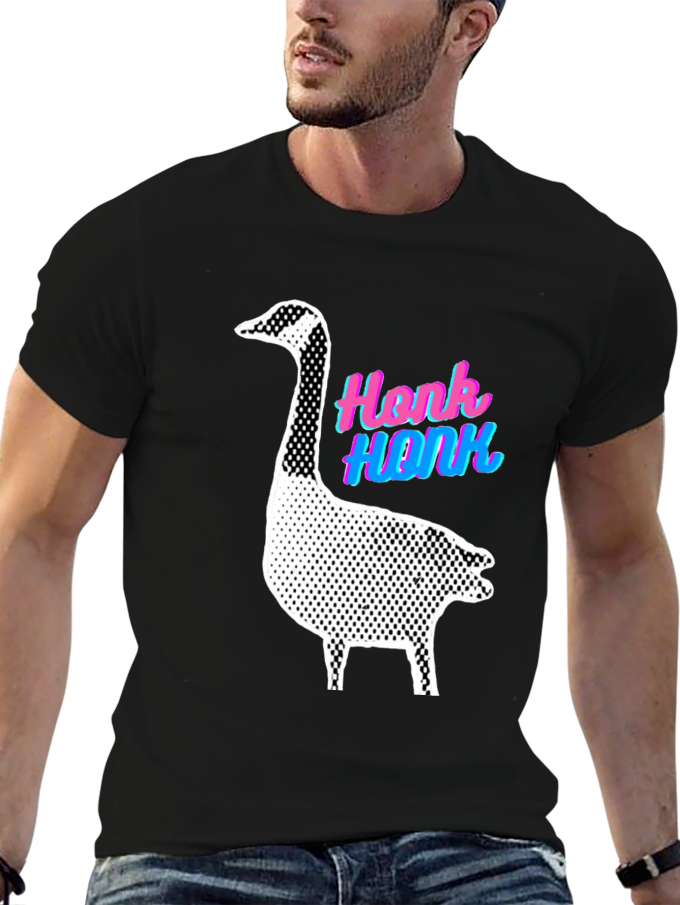 Black Honk Goose Black T-Shirt - Fun Animal Graphic Tee view 6