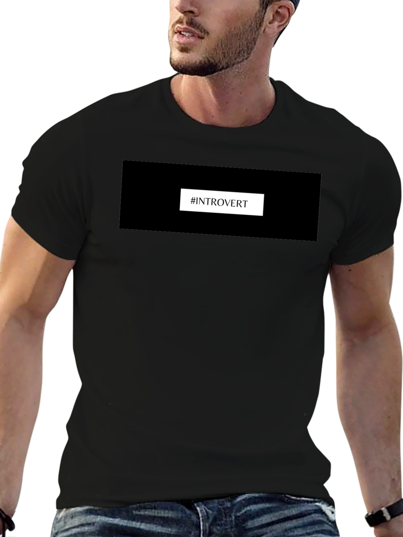Black Introvert T-Shirt - Black, Comfortable Fit view 6