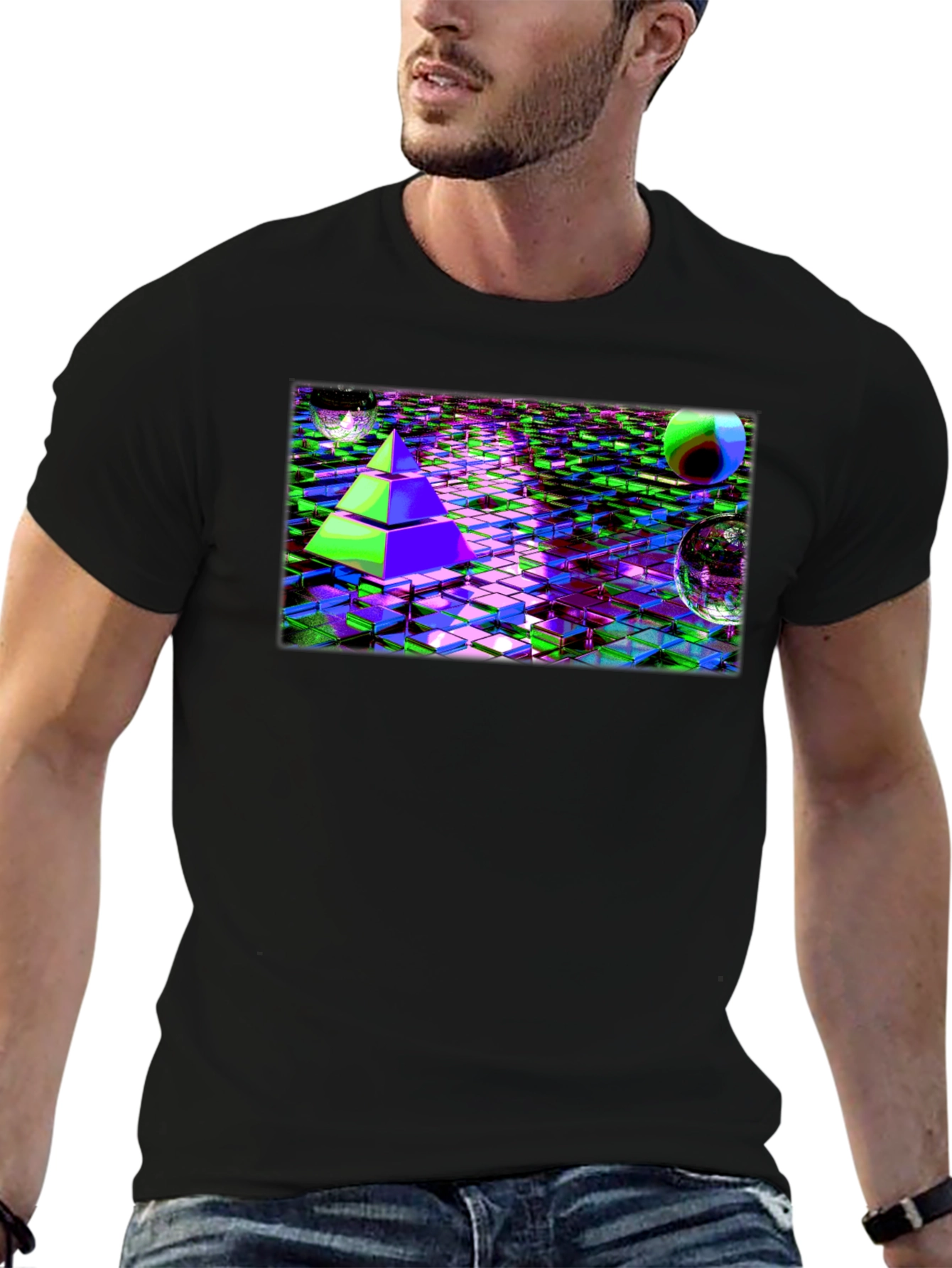 Cyber Pyramid T-Shirt: Glitch Art Tee - 6