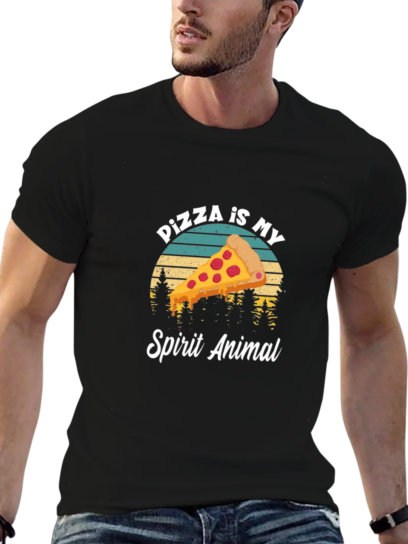 Black Pizza is My Spirit Animal Tee - Funny Food Lover Shirt view 6