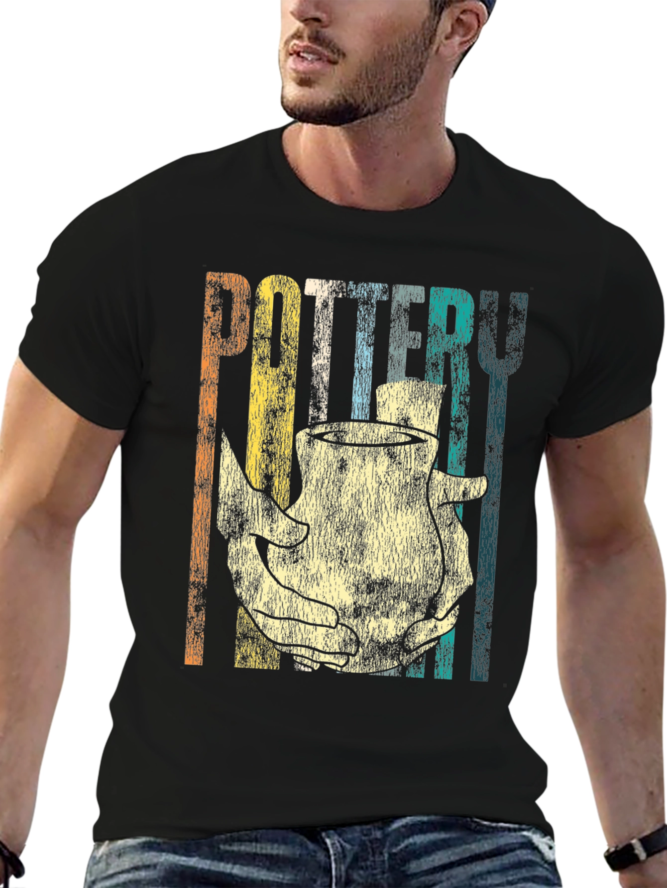 Black Retro Pottery T-Shirt for Craft Lovers view 6