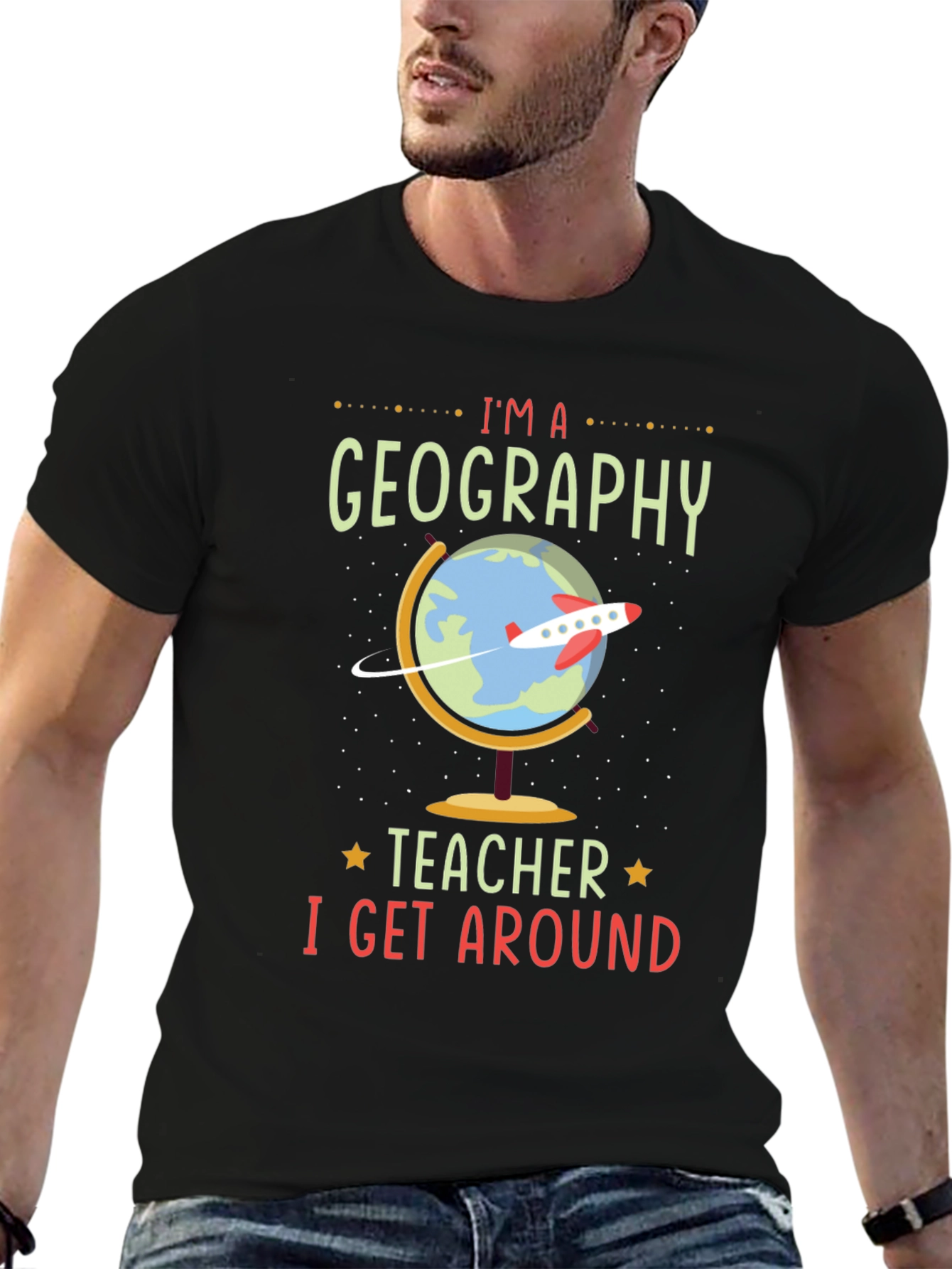 Black Geography Teacher T-Shirt - I Get Around view 6