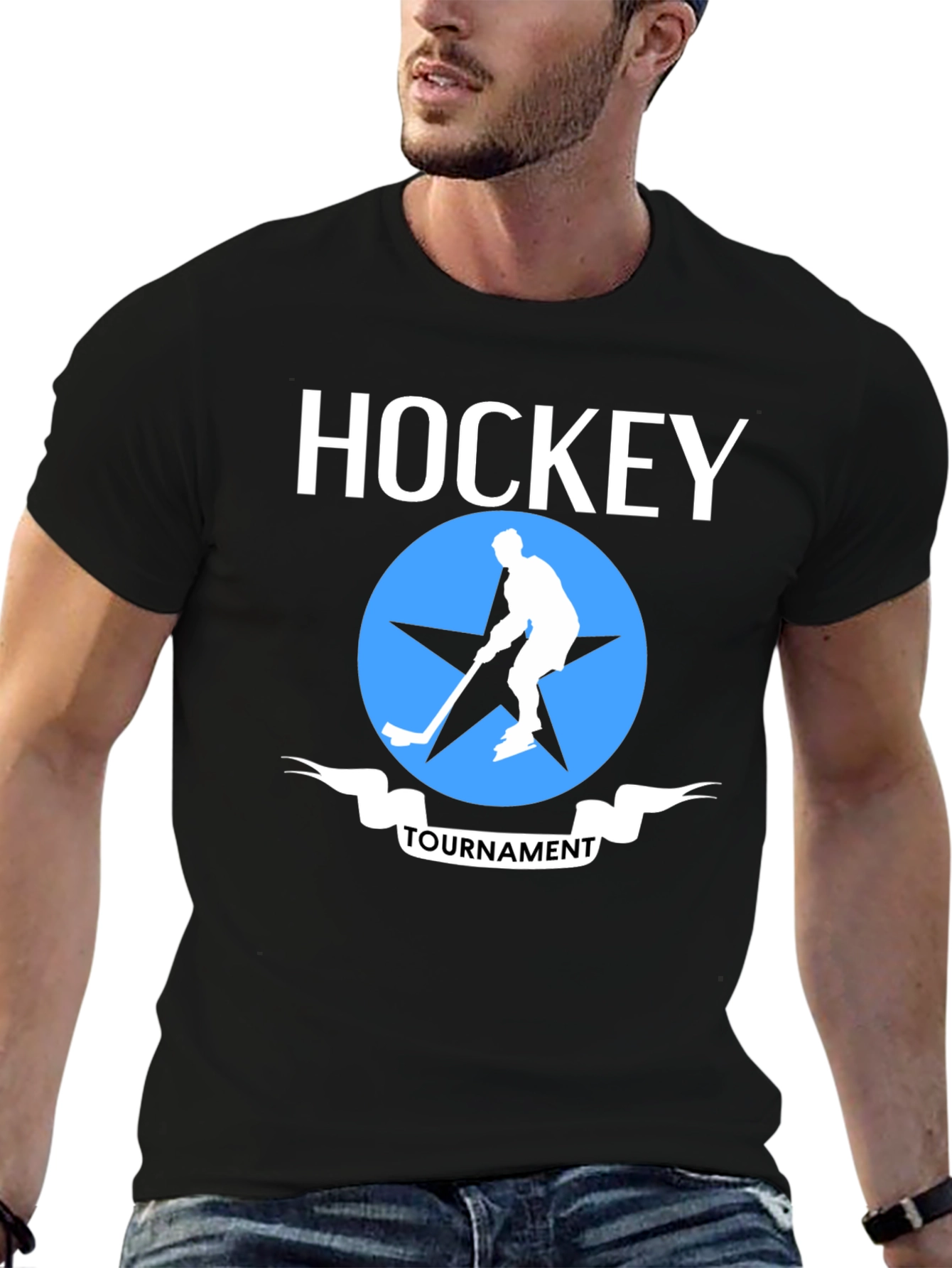 Black Hockey Tournament Graphic T-Shirt view 6