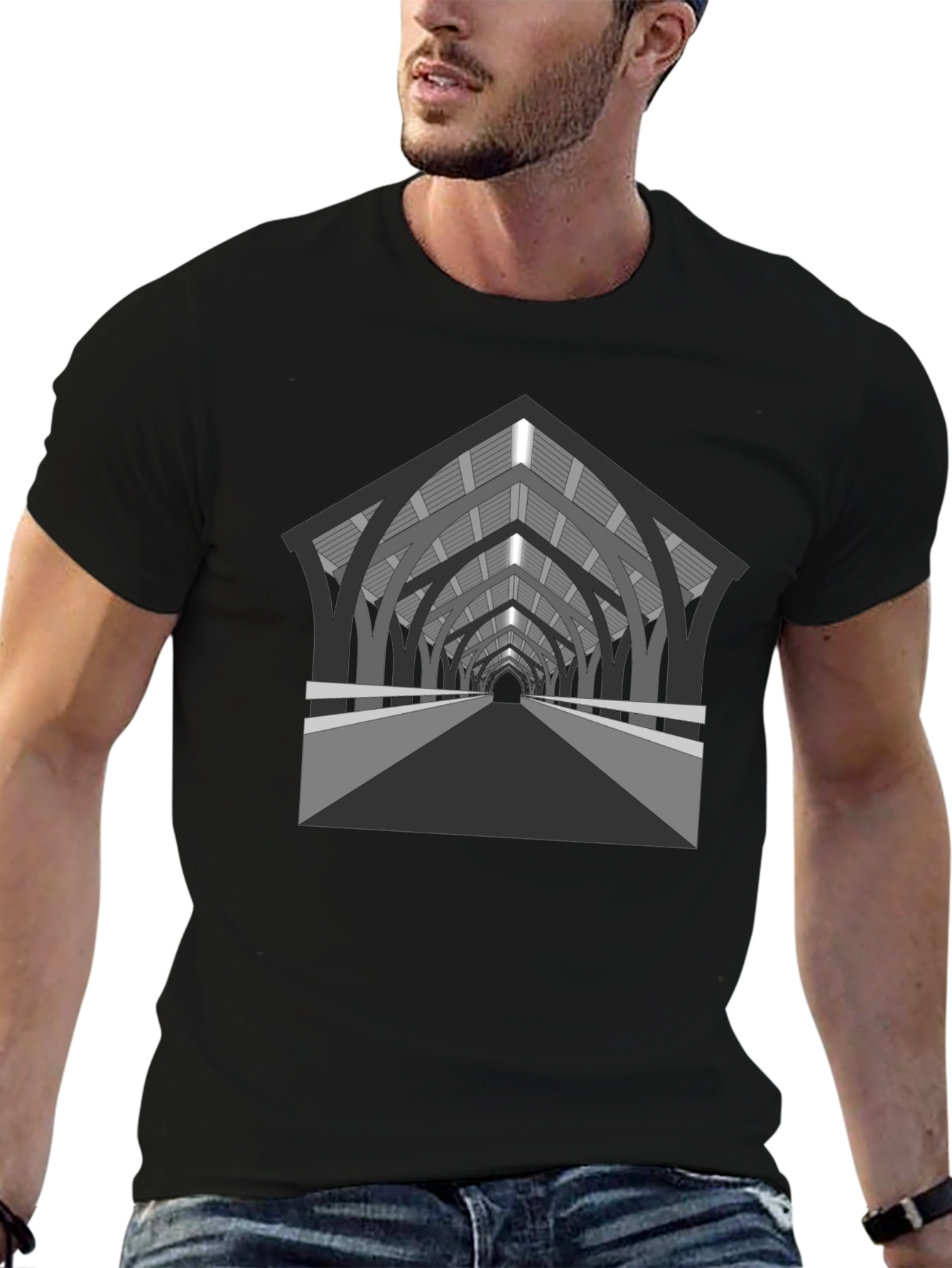 Black Architectural Tunnel Graphic Tee view 6