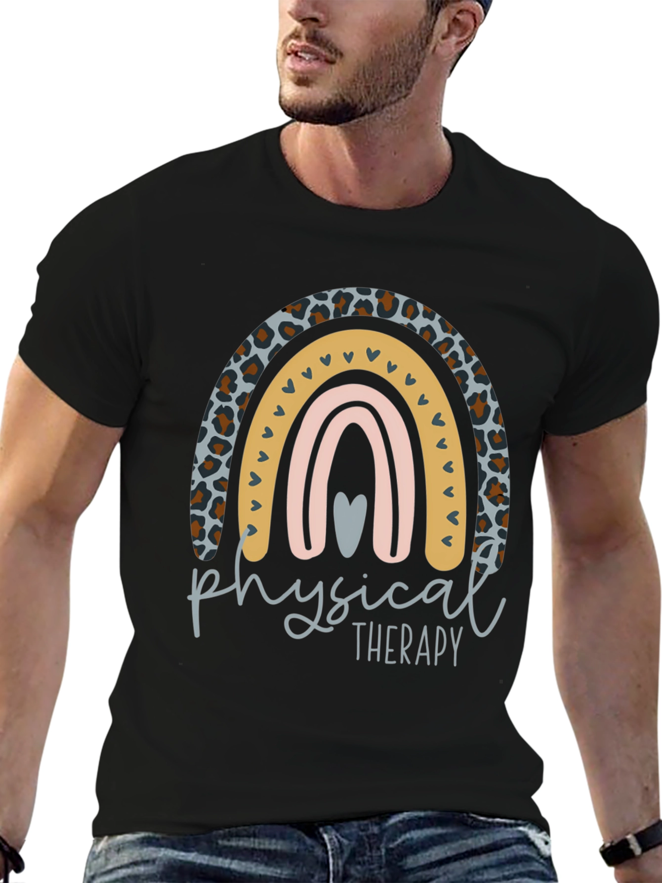 Black Physical Therapy Rainbow Graphic Tee view 6