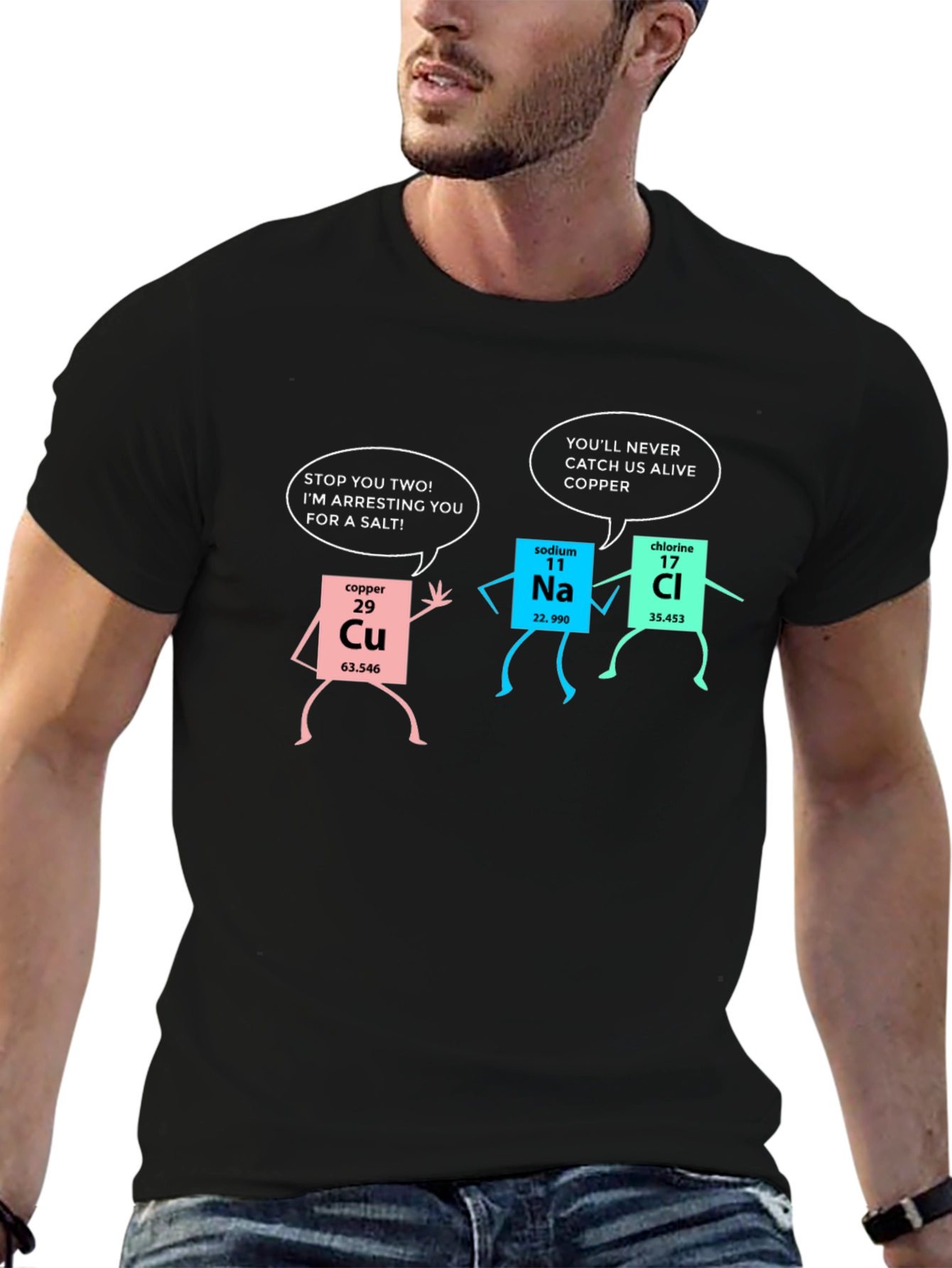 Chemistry Humor T-Shirt: Arresting for a Salt - 6