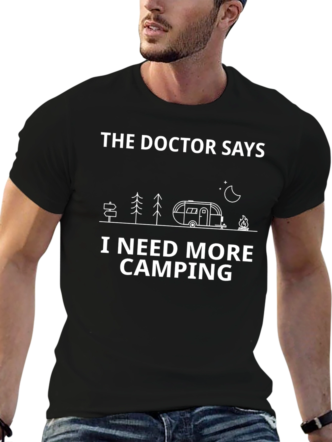 Black The Doctor Says I Need More Camping T-Shirt view 6
