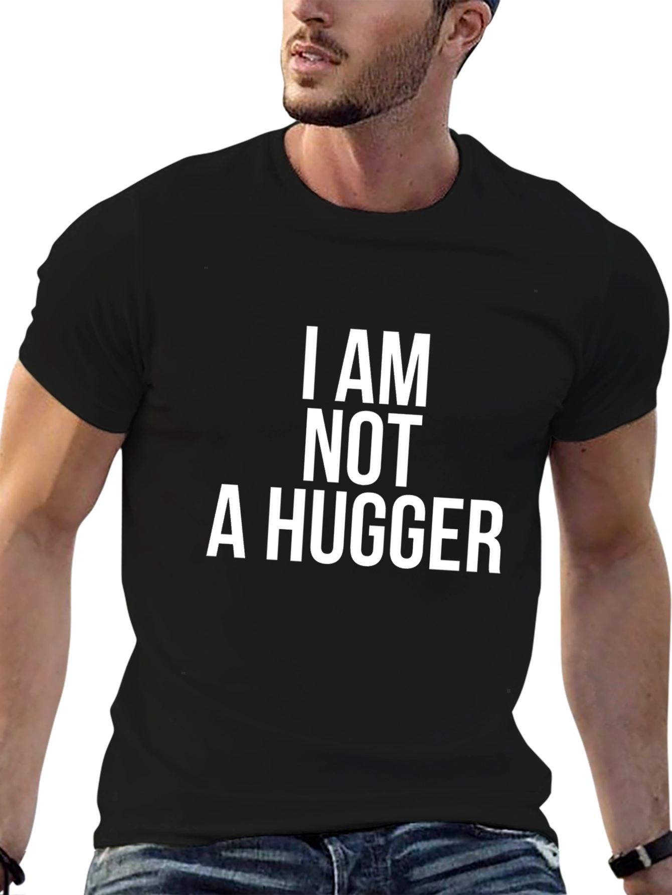 Black I Am Not A Hugger Black Graphic Tee view 6