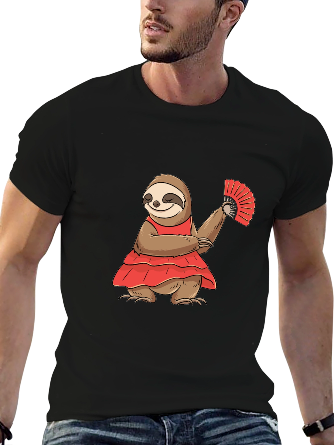Black Sloth Flamenco Dancer Graphic T-Shirt view 6