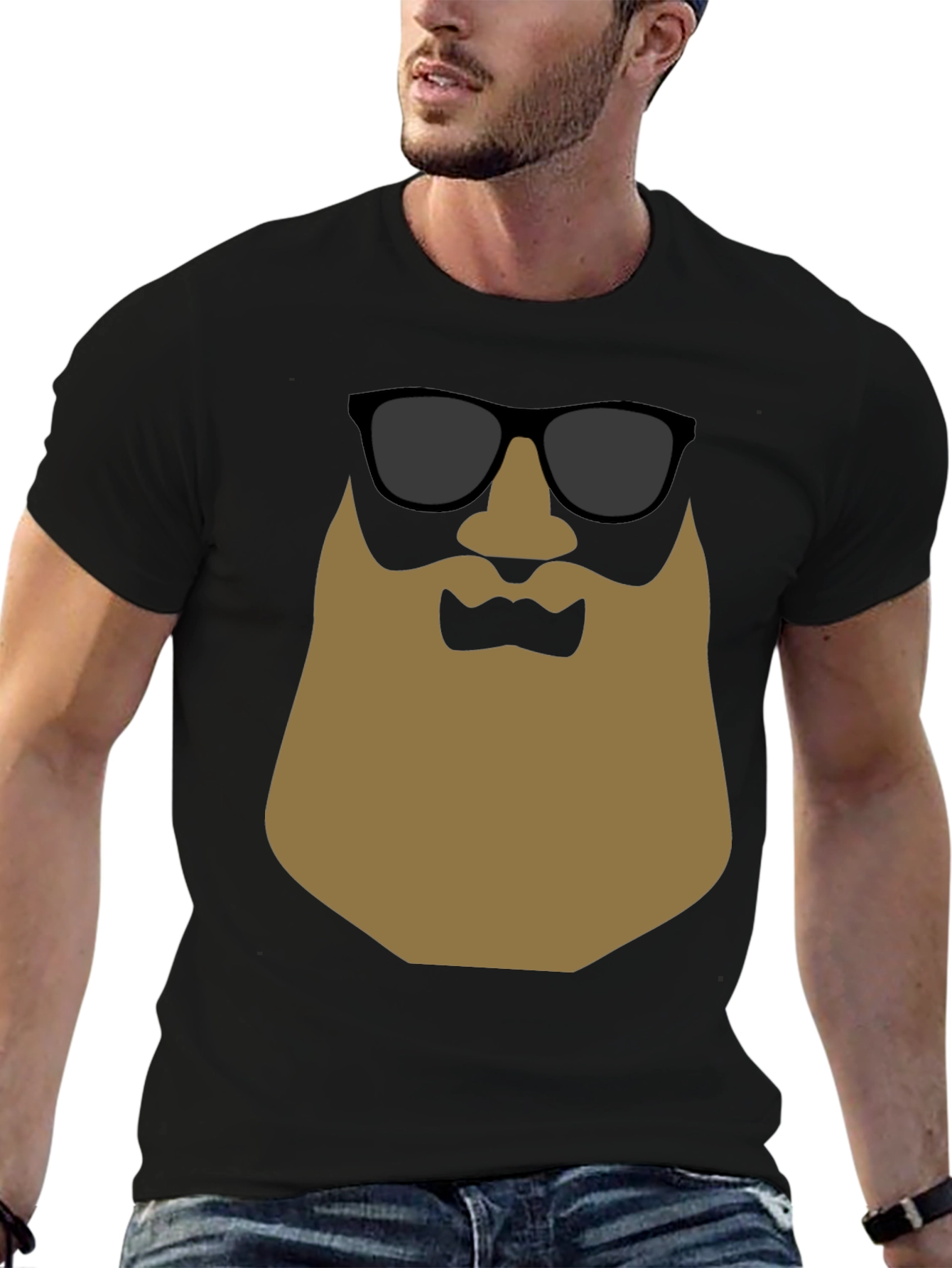 Black Cool Beard T-Shirt - Graphic Tee for Men view 6