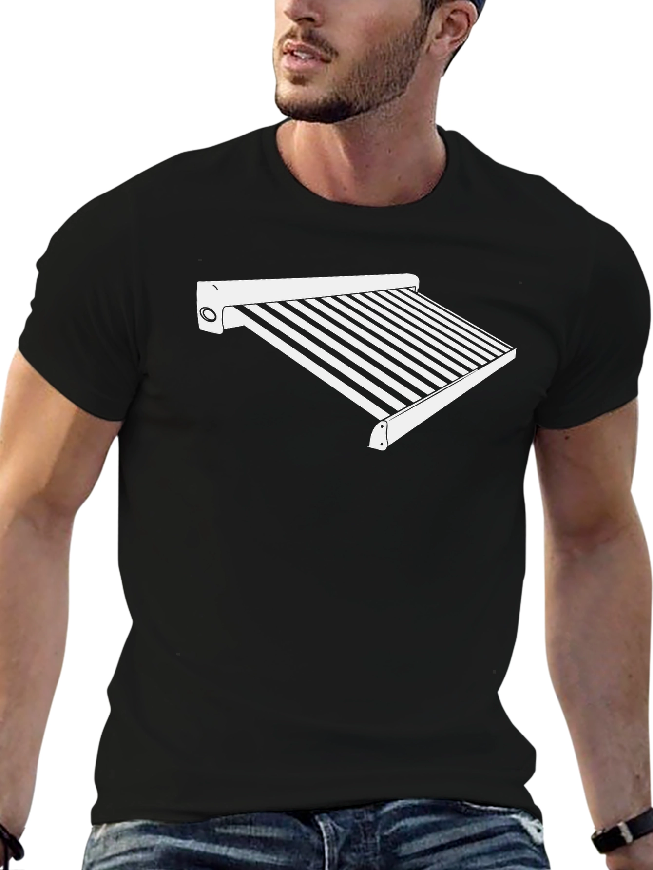 Black Striped Awning Graphic Tee - Black view 6