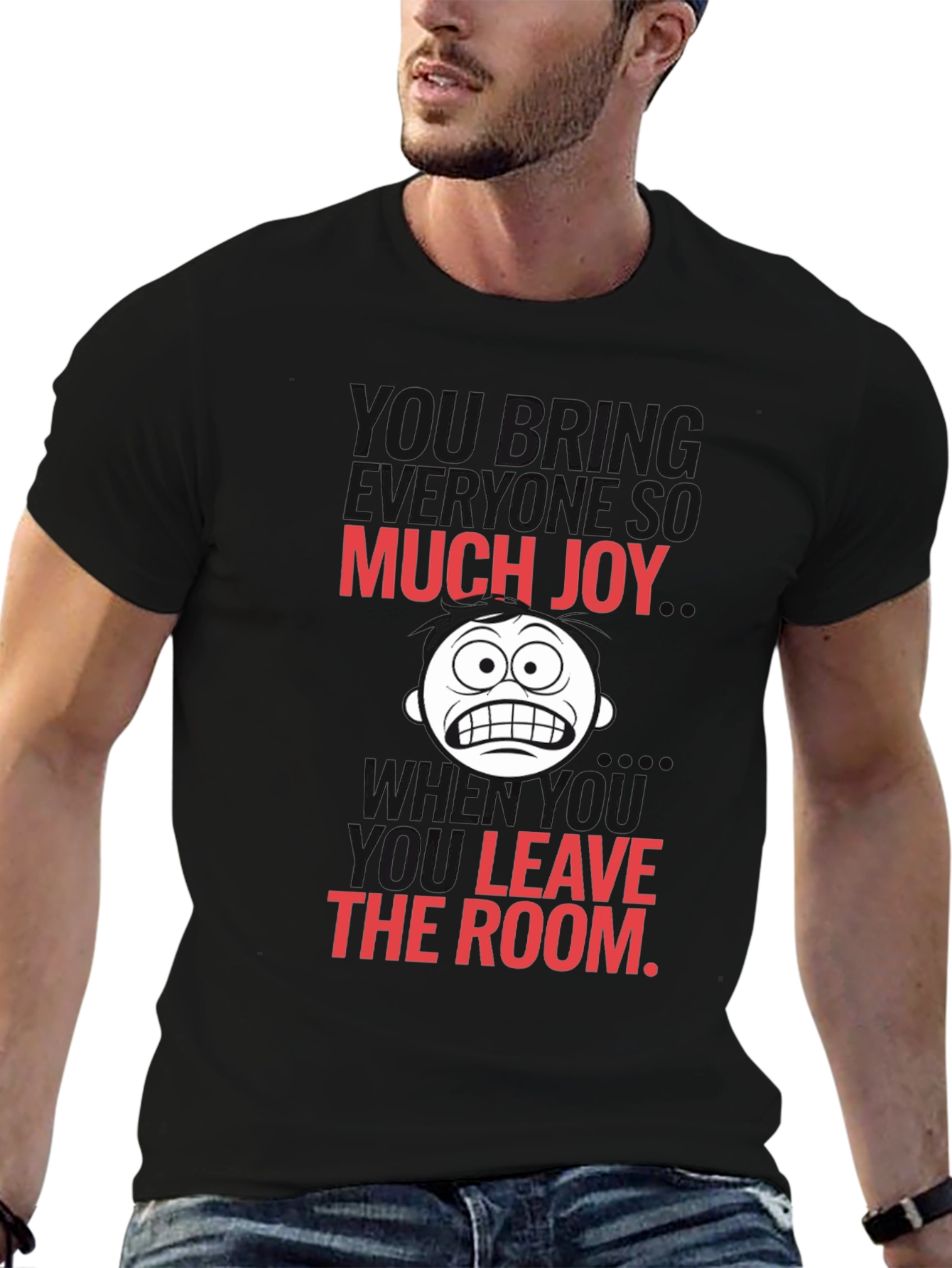 Black Humorous Graphic Tee - Much Joy When You Leave view 6