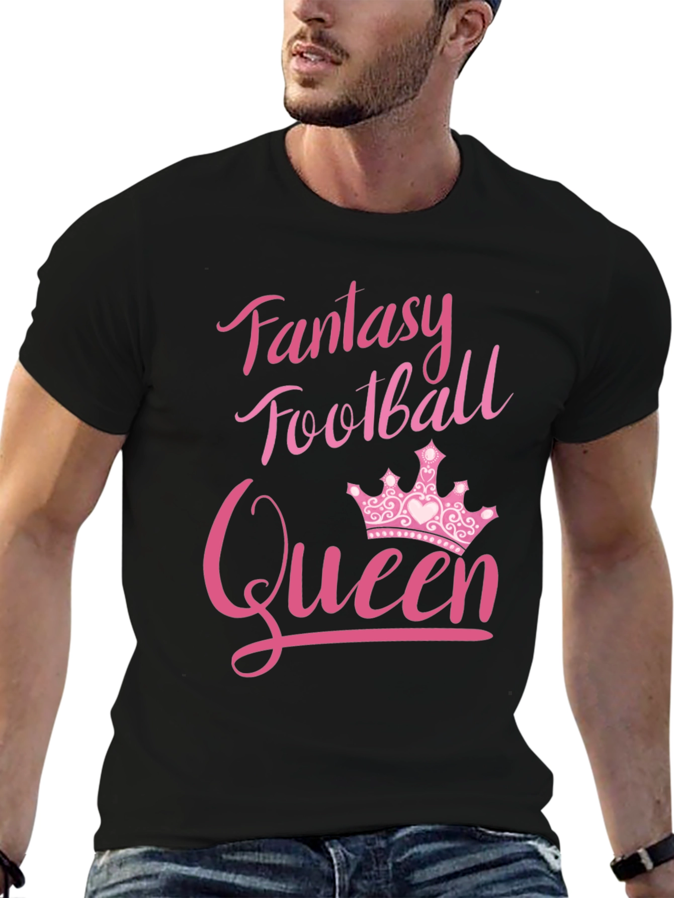 Black Fantasy Football Queen T-Shirt view 6