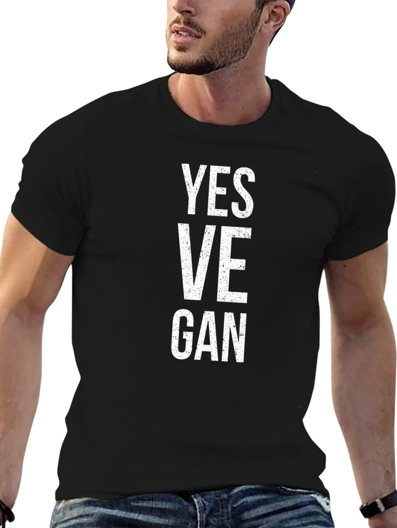 Yes Vegan T-Shirt - Unisex Black Tee - 6
