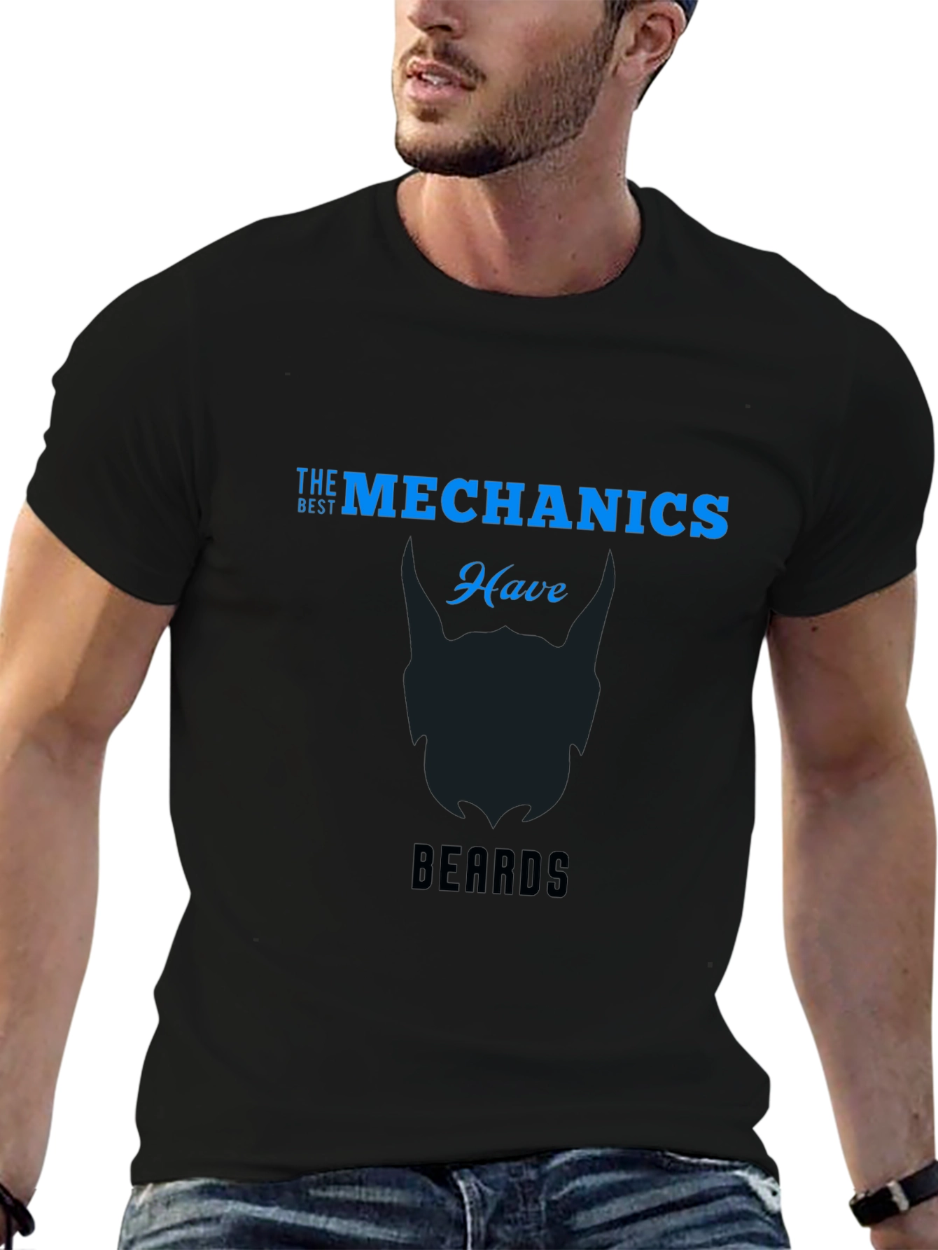 Black Mechanics with Beards Black T-Shirt view 6