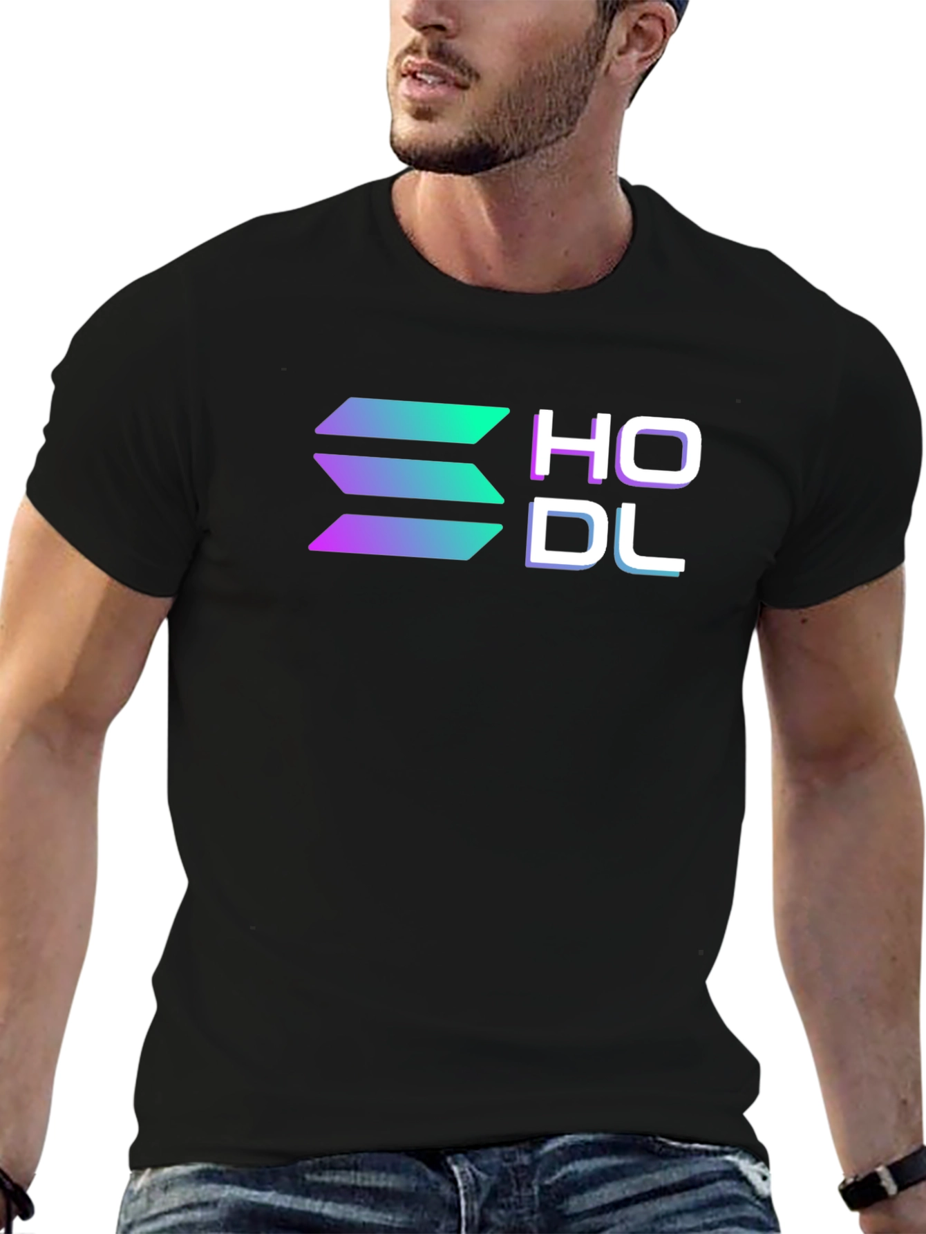 Black HODL Solana Crypto Black T-Shirt view 6