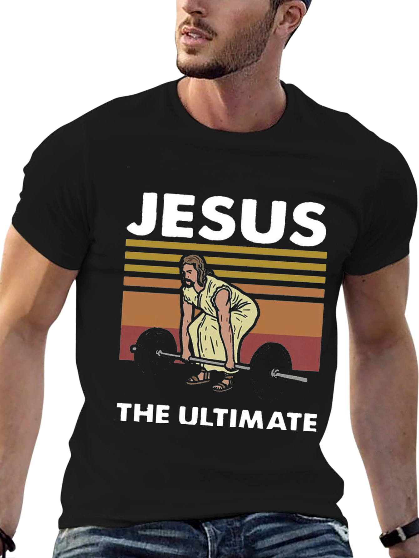 Black Jesus The Ultimate Weightlifter Graphic Tee view 6