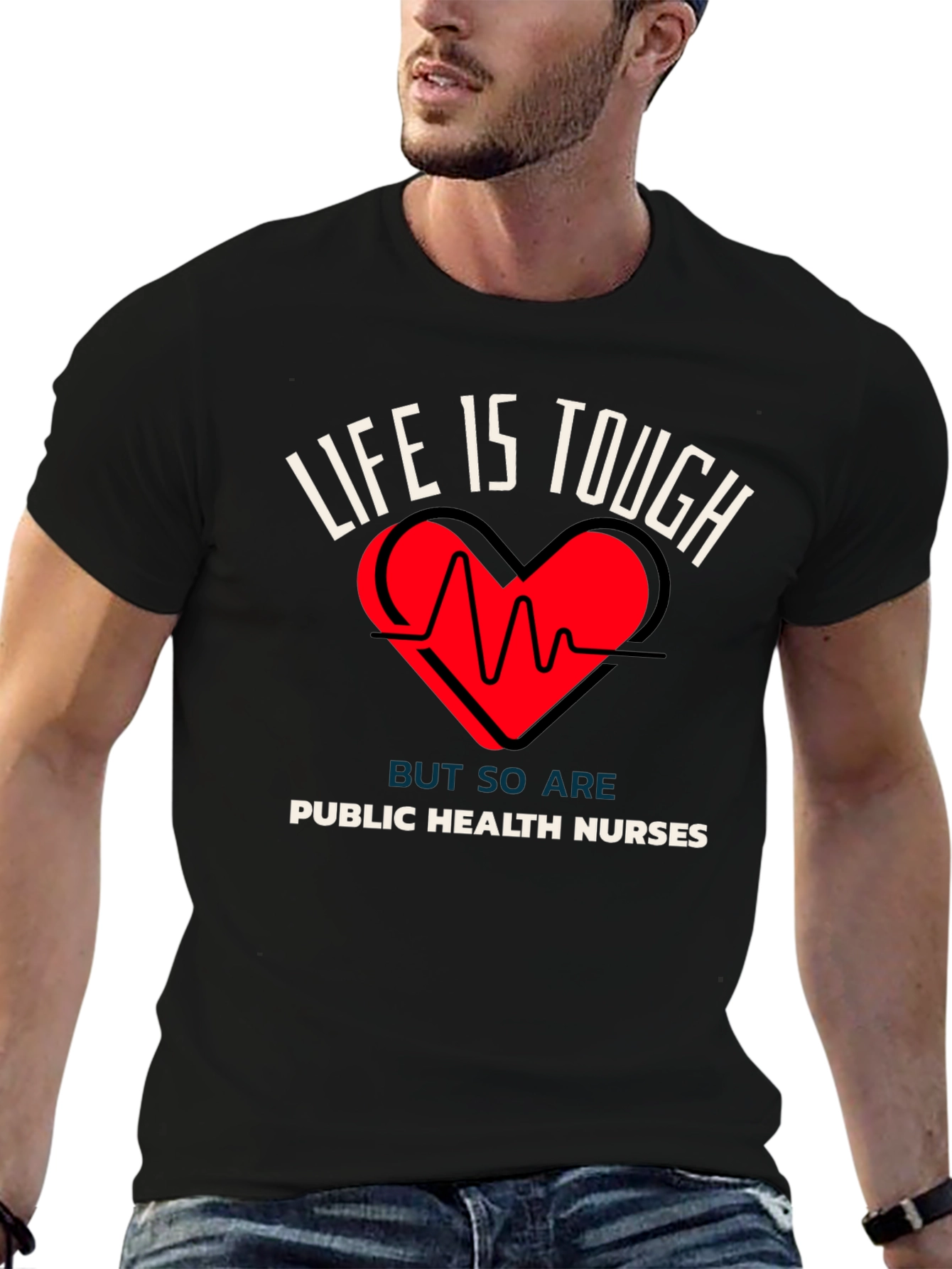 Black Public Health Nurses T-Shirt, Life is Tough view 6
