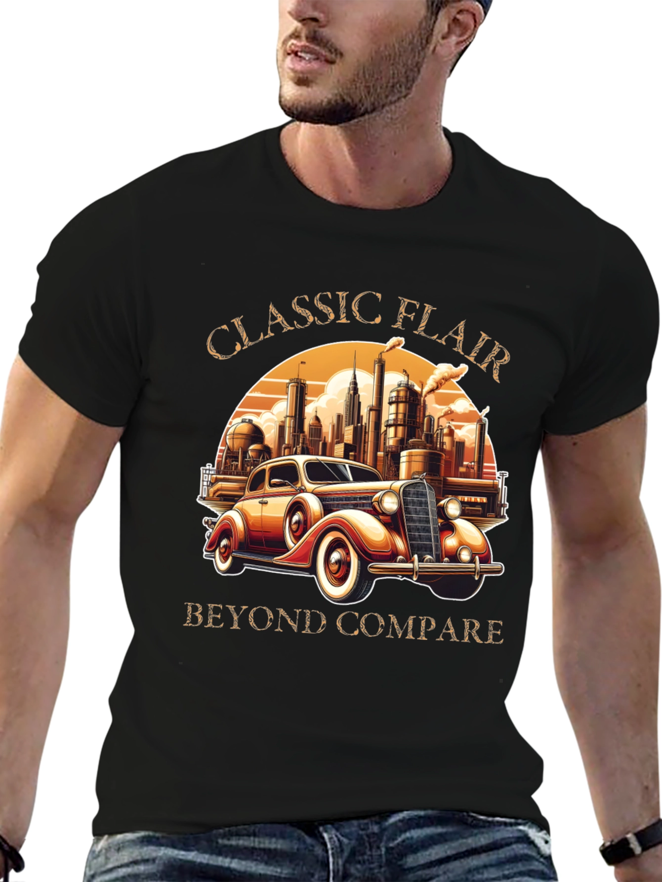 Black Classic Flair Car Graphic T-Shirt view 6