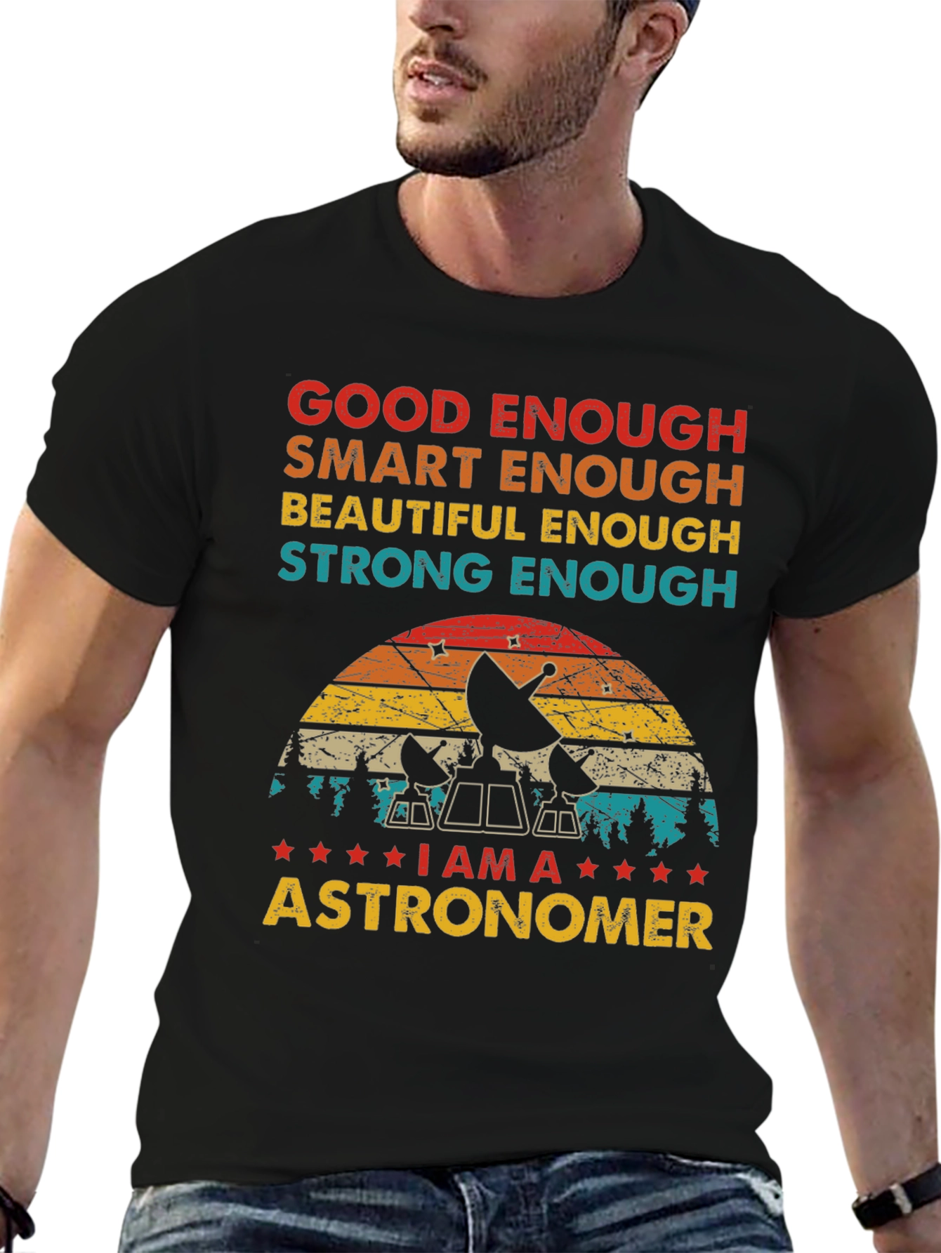 Black Astronomer T-Shirt - Good Enough, Smart Enough view 6