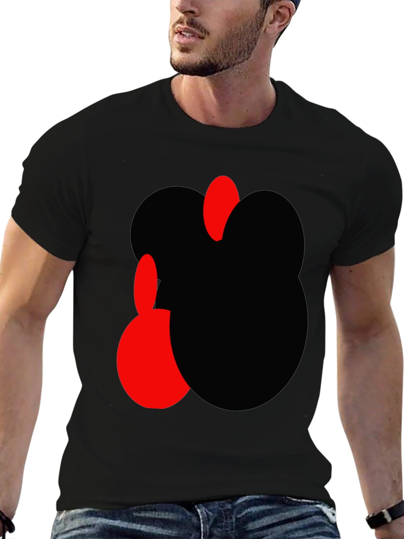 Black Abstract Graphic Men's Black T-Shirt view 6