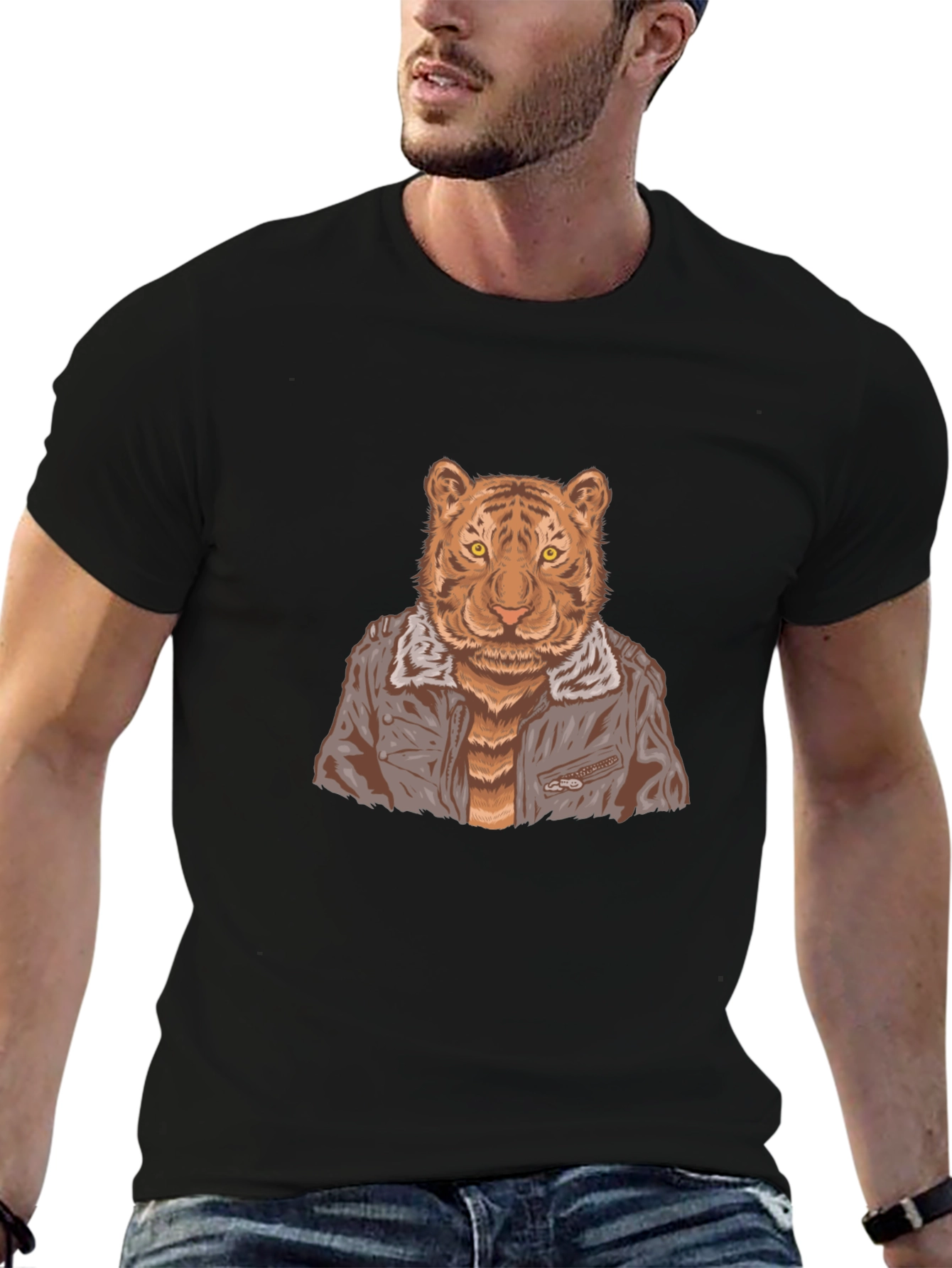 Black Tiger in Jacket Graphic Tee view 6