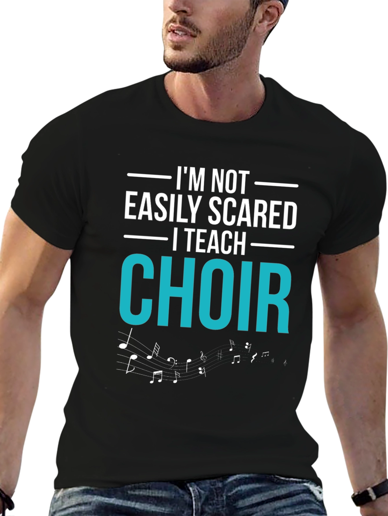 Black Choir Teacher T-Shirt - I'm Not Easily Scared view 6