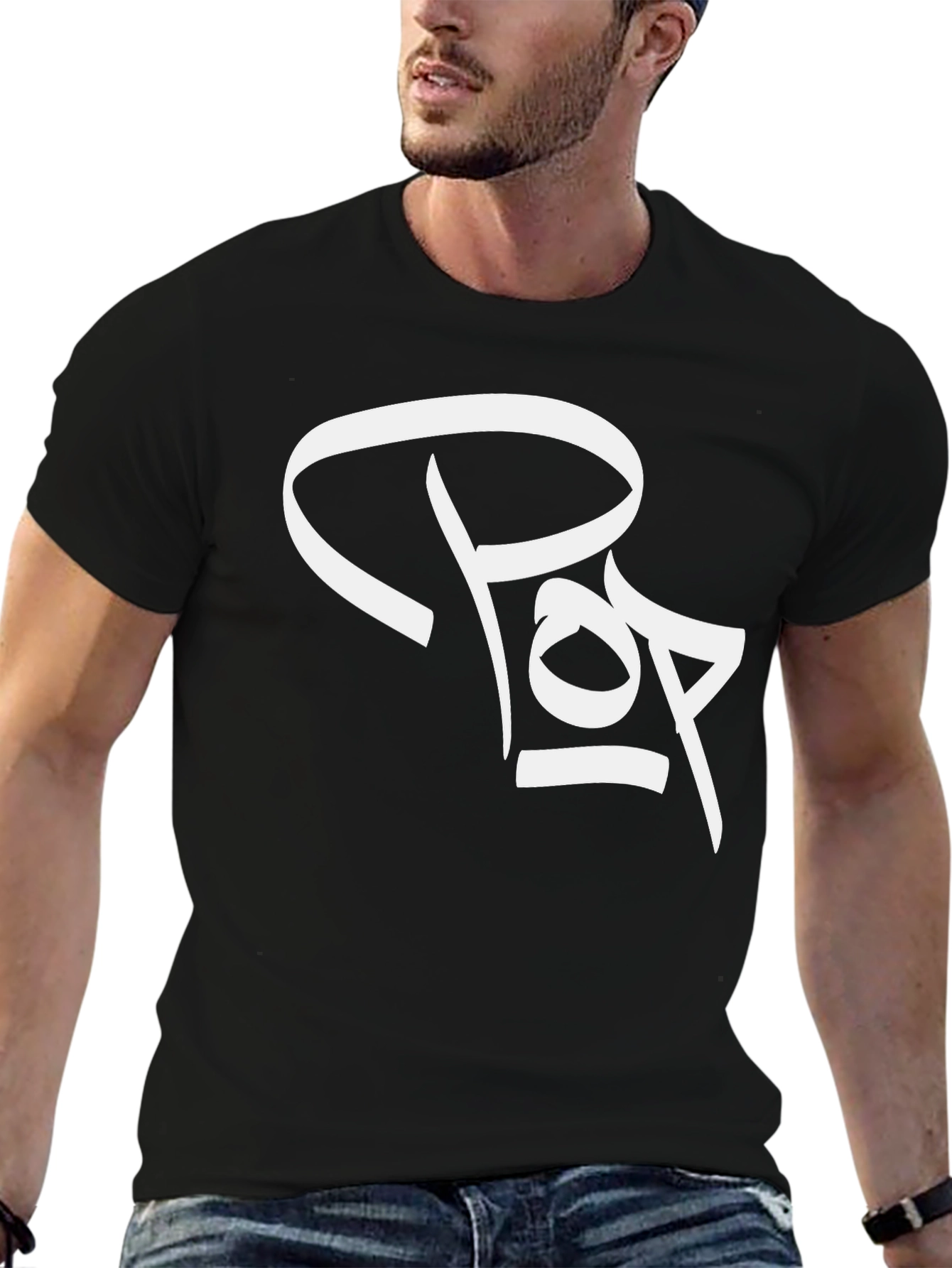 Black Pop Graphic Print Black T-Shirt view 6