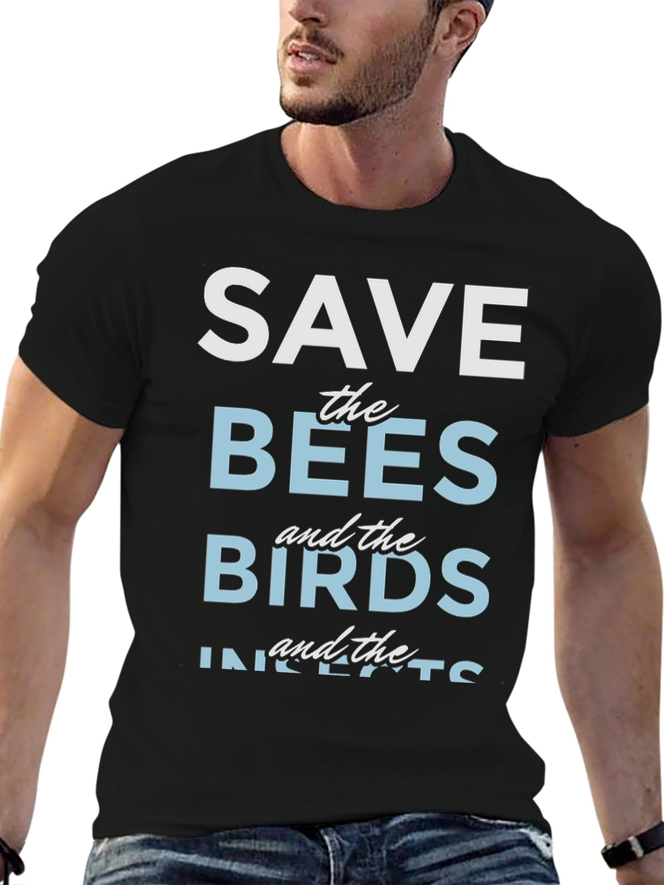 Black Save the Bees, Birds, and Insects T-Shirt view 6