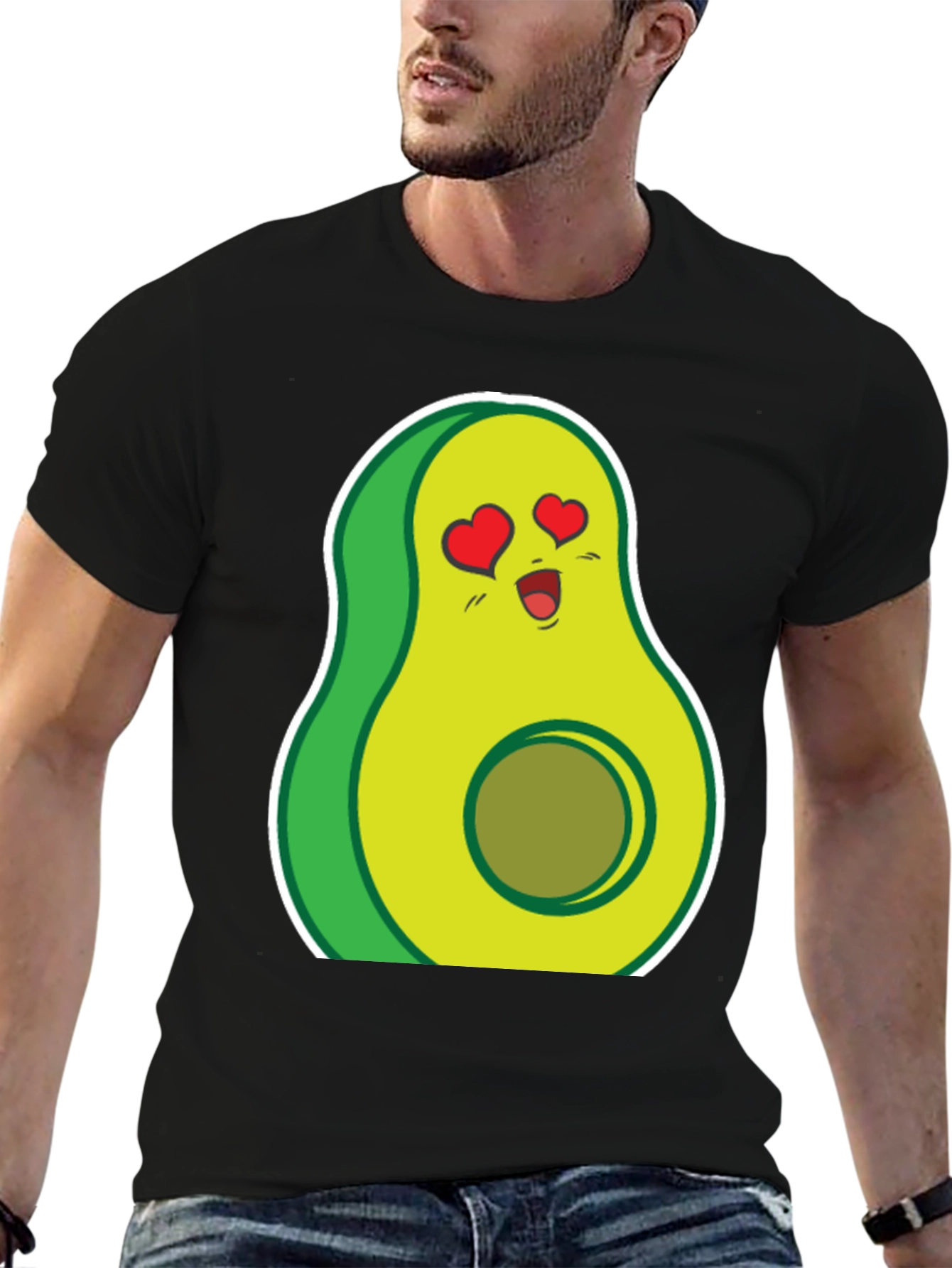 Black Avocado Love T-Shirt - Funny Food Tee view 6