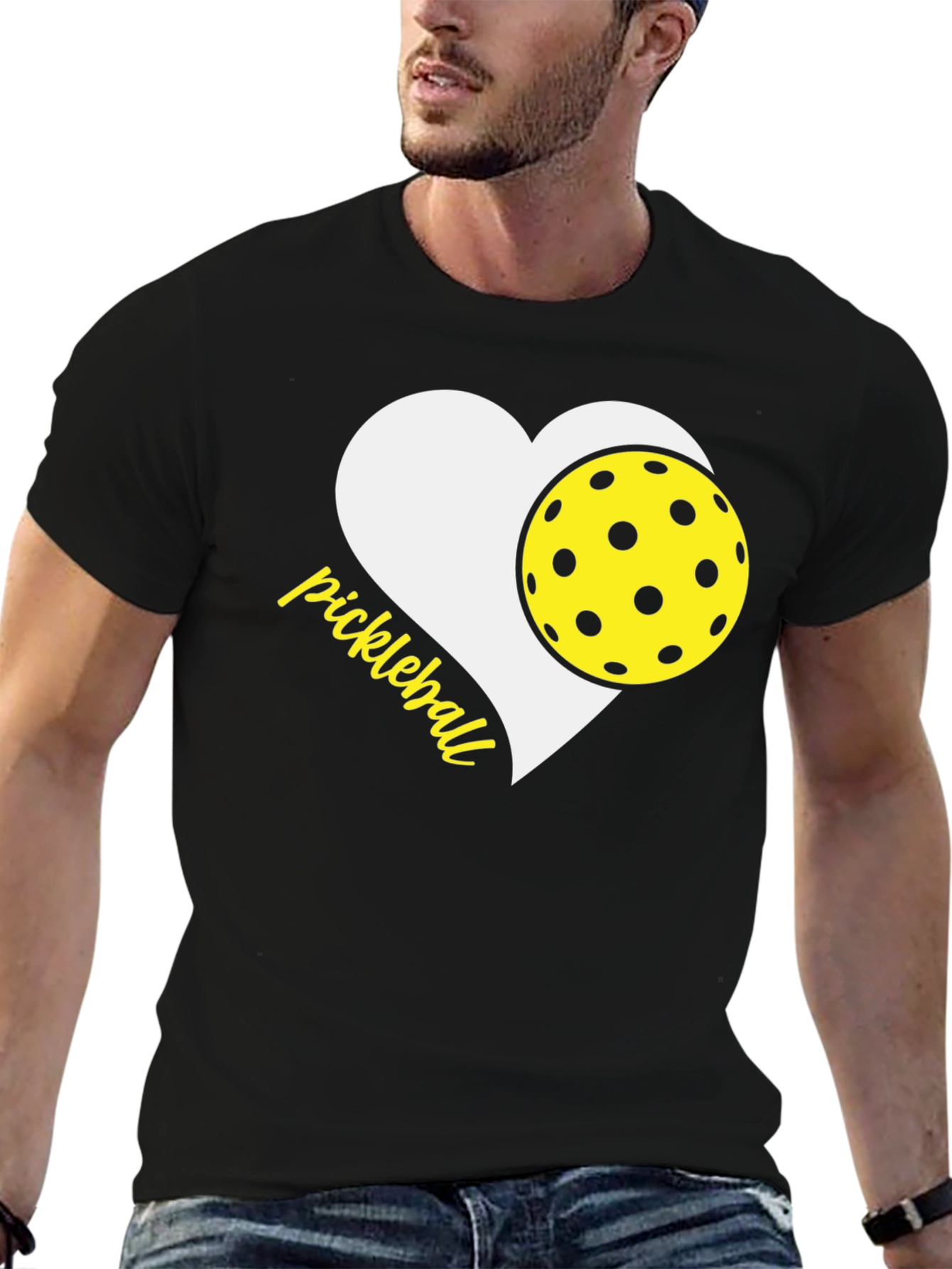 Black Pickleball Heart T-Shirt - Love the Game! view 6