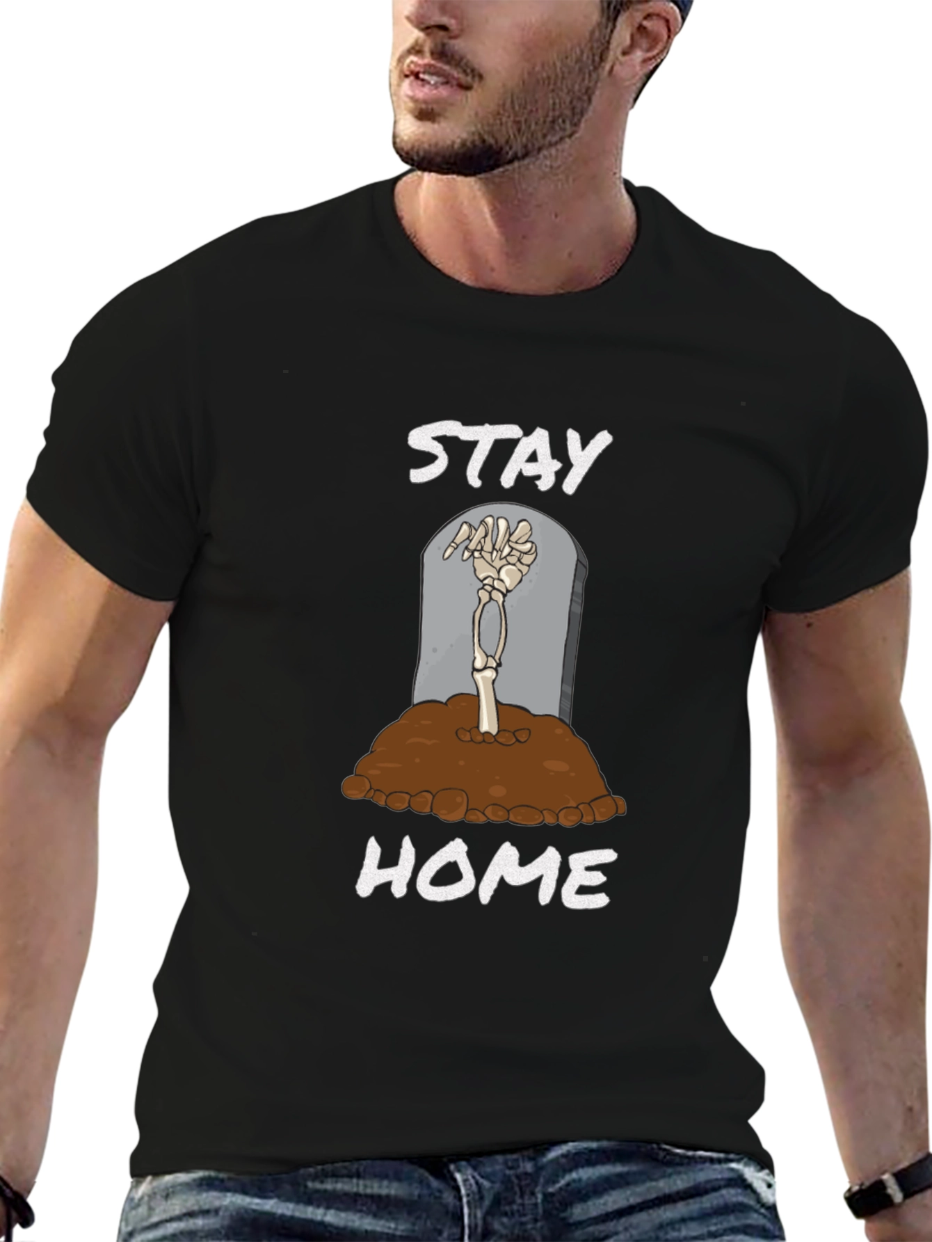 Black Stay Home Skeleton Hand T-Shirt view 6