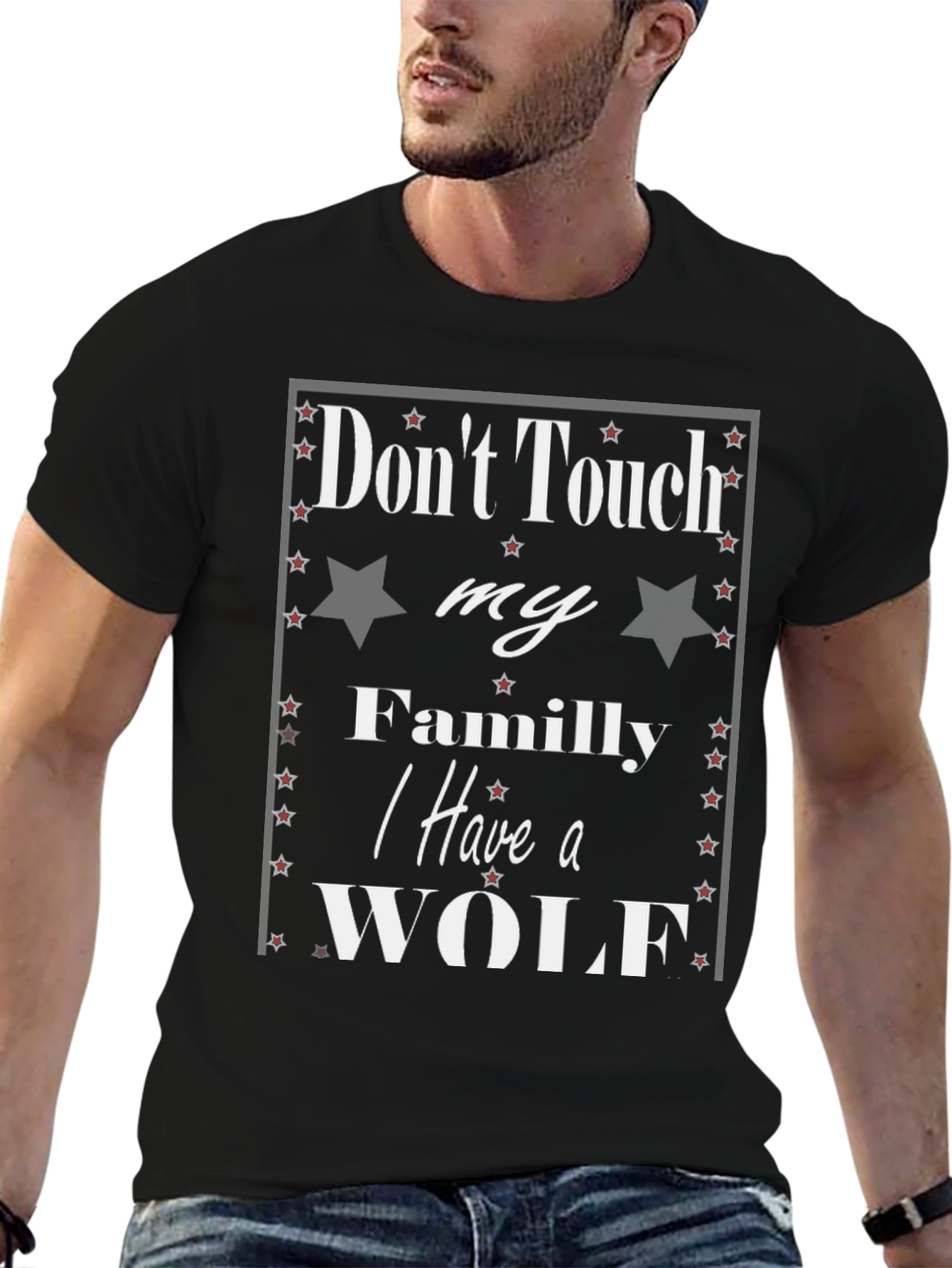 Black Don't Touch My Family Wolf T-Shirt view 6