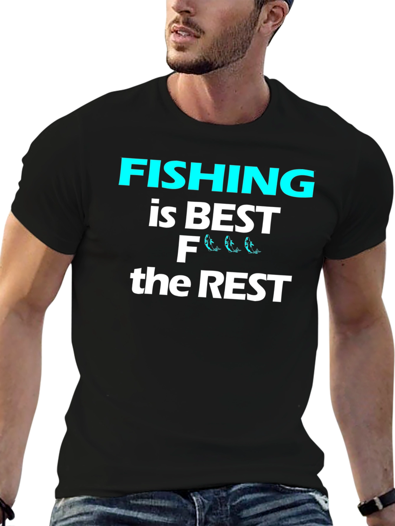 Black Funny Fishing is Best T-Shirt view 6