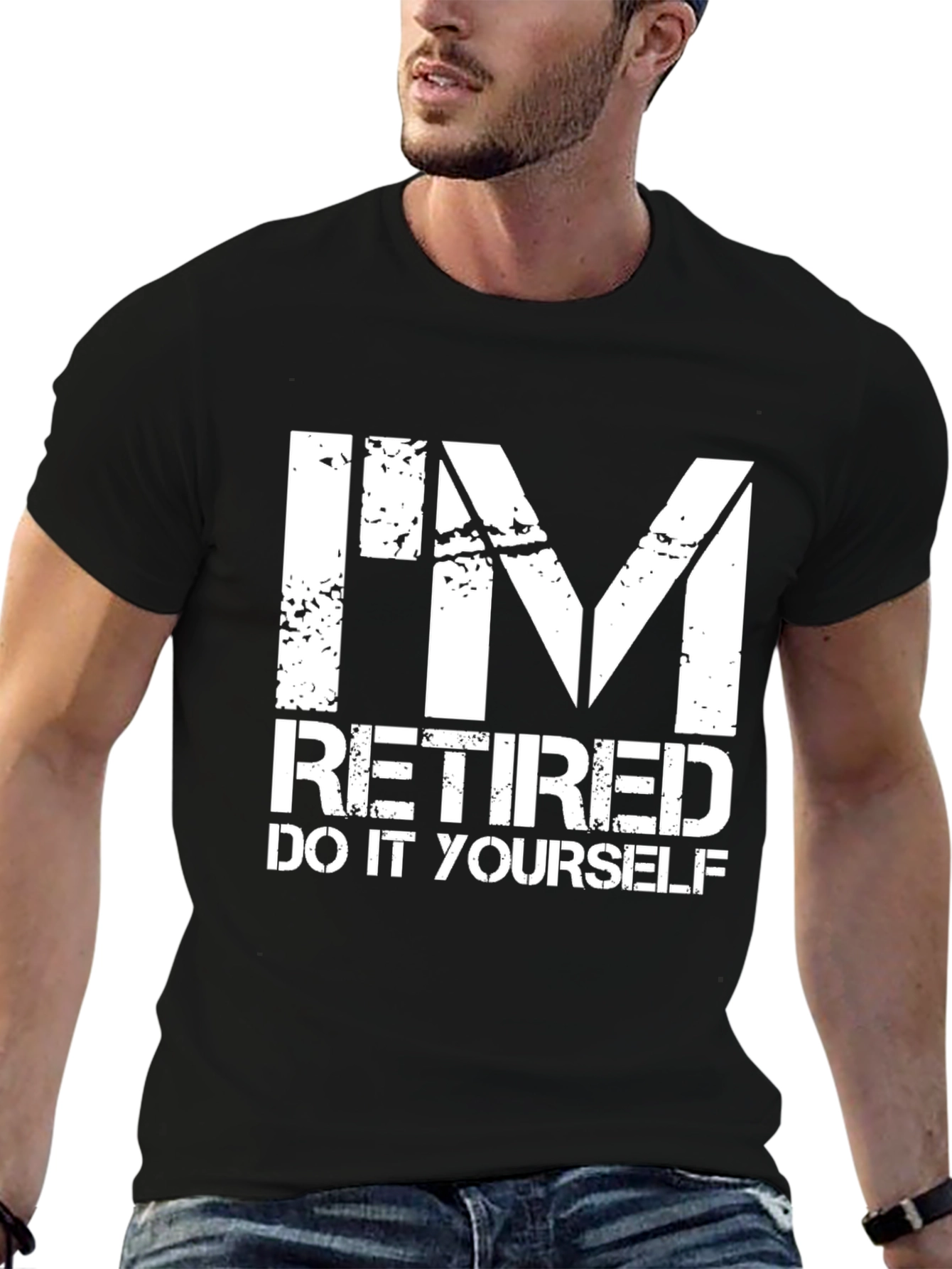Black I'm Retired Do It Yourself Graphic T-Shirt view 6