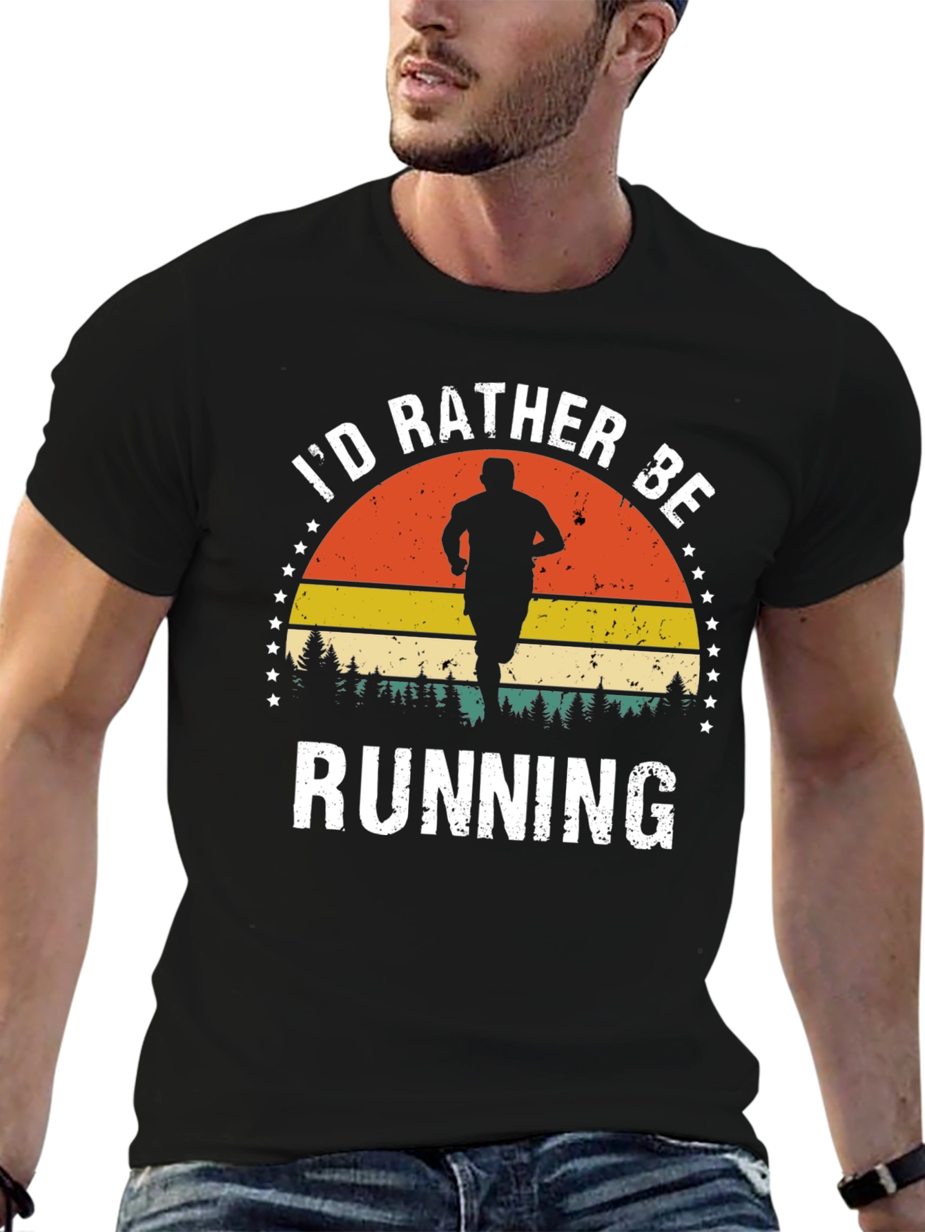 Black Retro "I'd Rather Be Running" Graphic Tee view 6