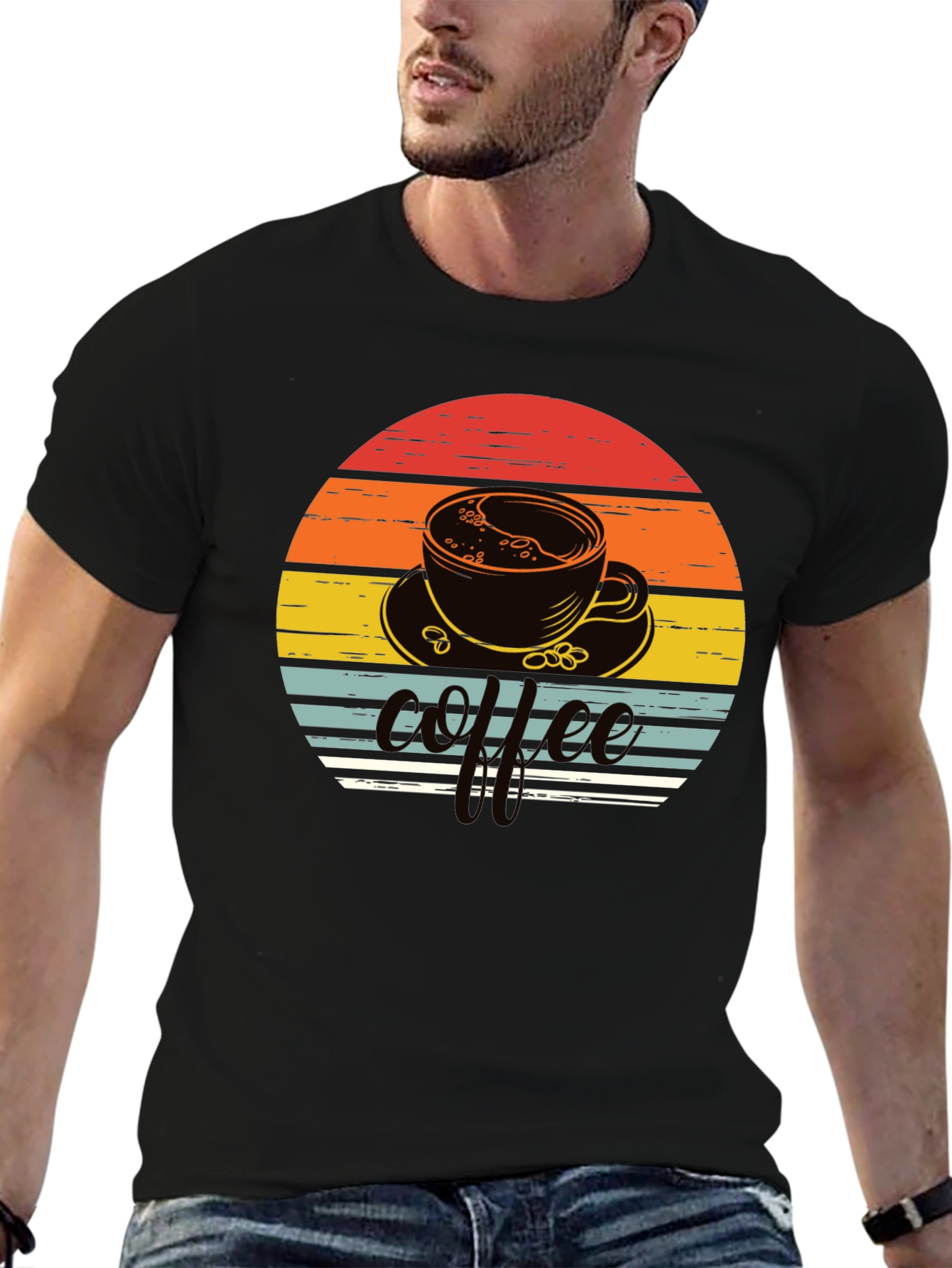 Black Coffee Sunset Graphic Tee - Retro Style Shirt view 6