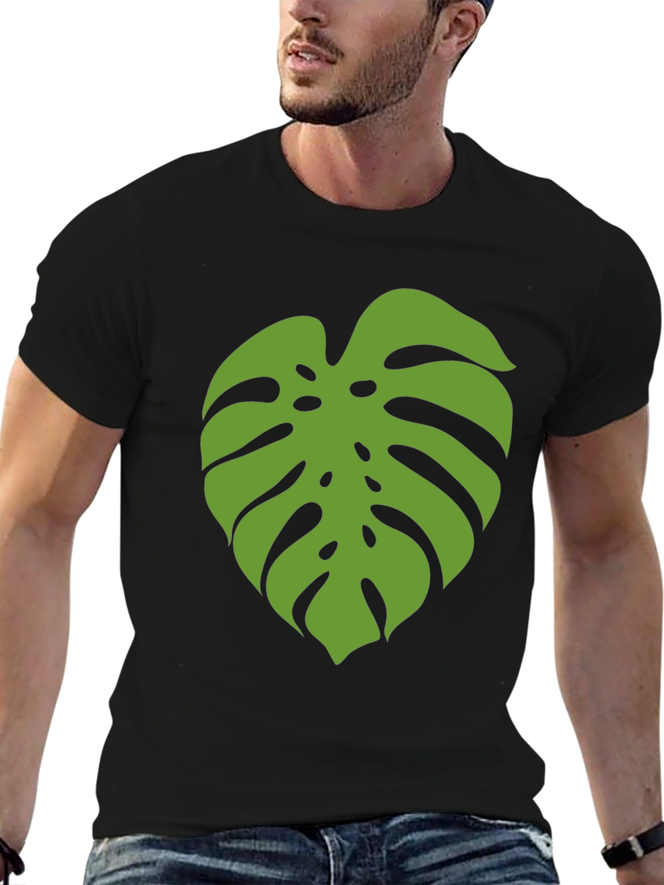 Monstera Leaf Graphic Tee - Black - 6