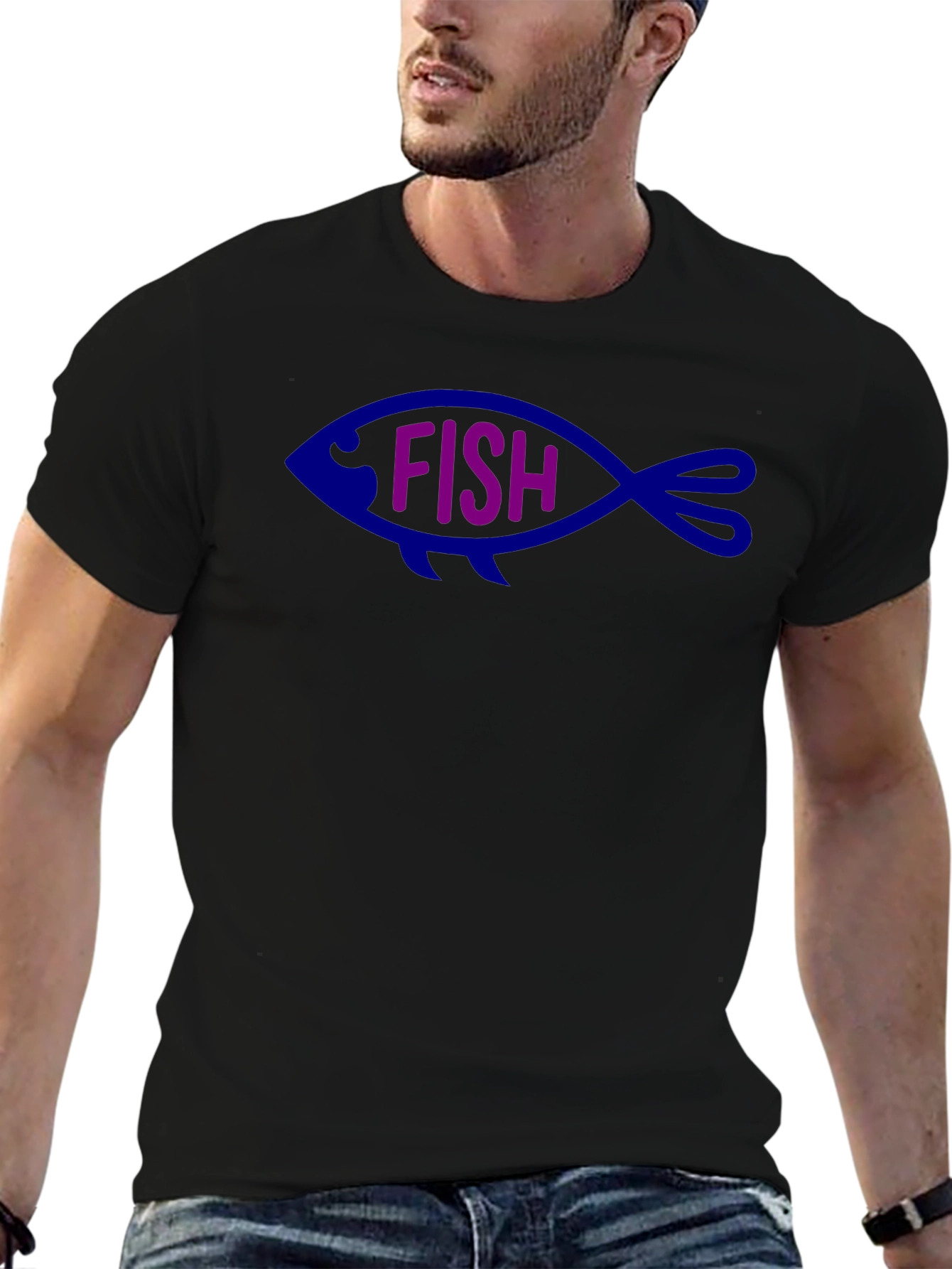 Black Fish Graphic Tee - Black Cotton Blend view 6