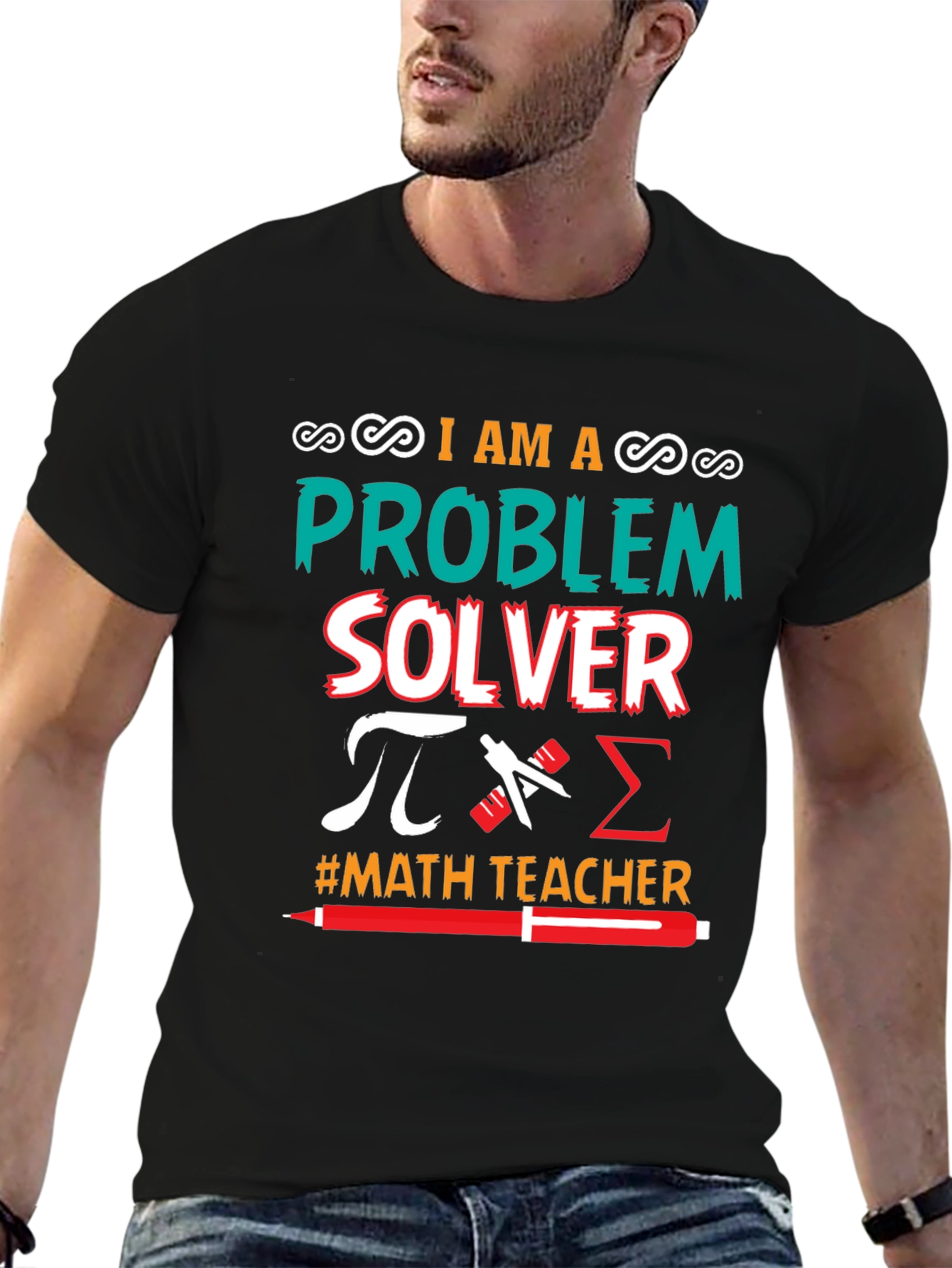 Black I Am a Problem Solver Math Teacher T-Shirt view 6