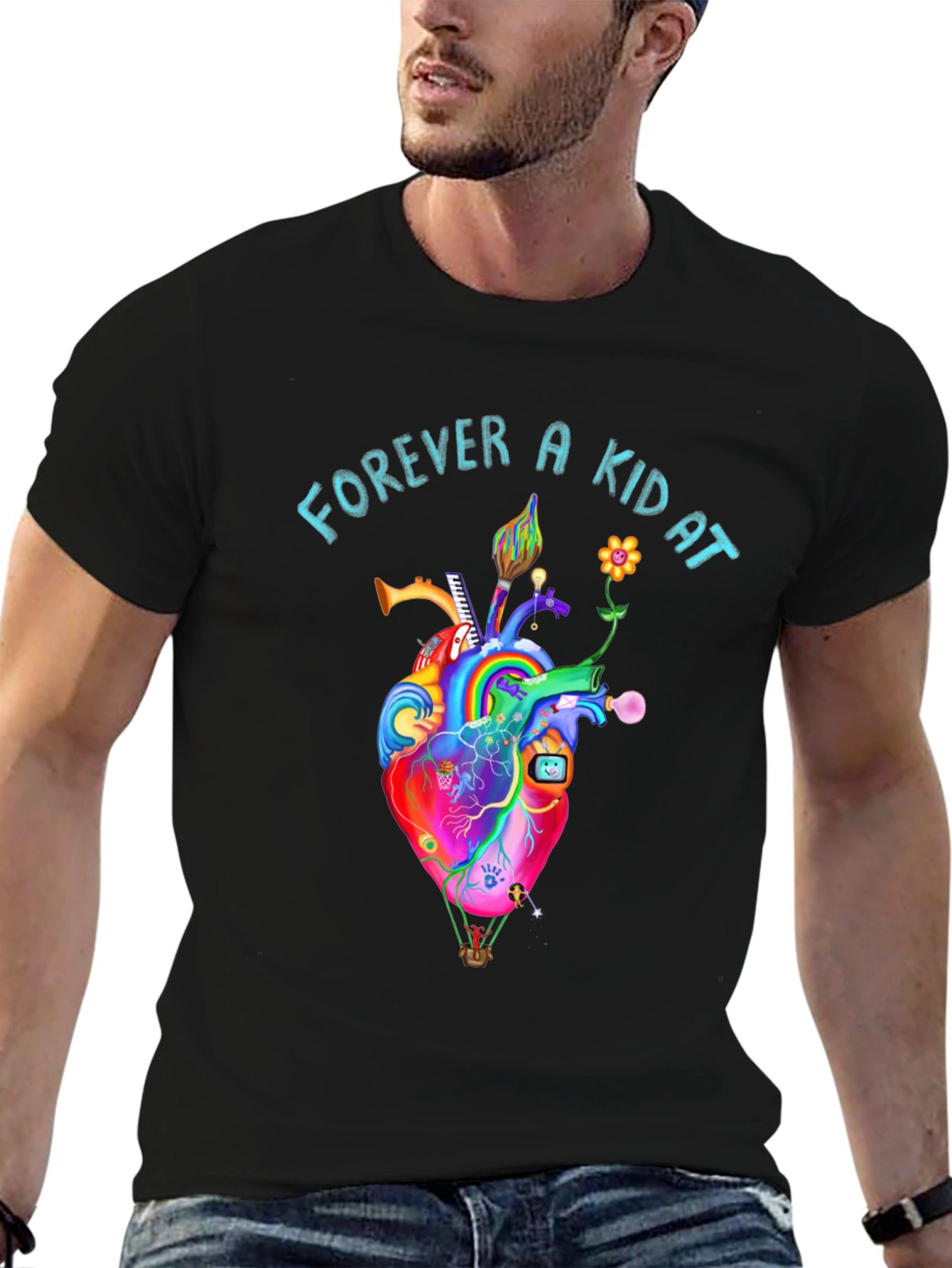 Black Forever A Kid At Heart Graphic Tee view 6