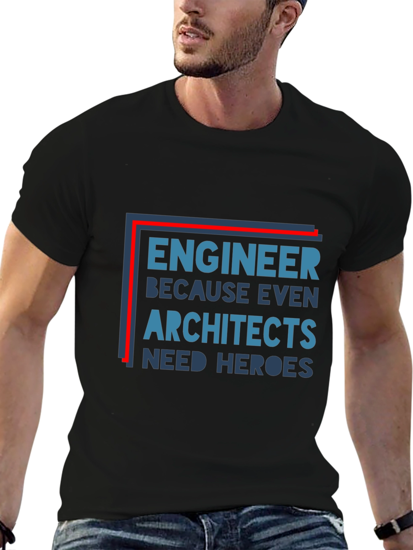 Black Engineer Hero Tee - Architect Appreciation Shirt view 6