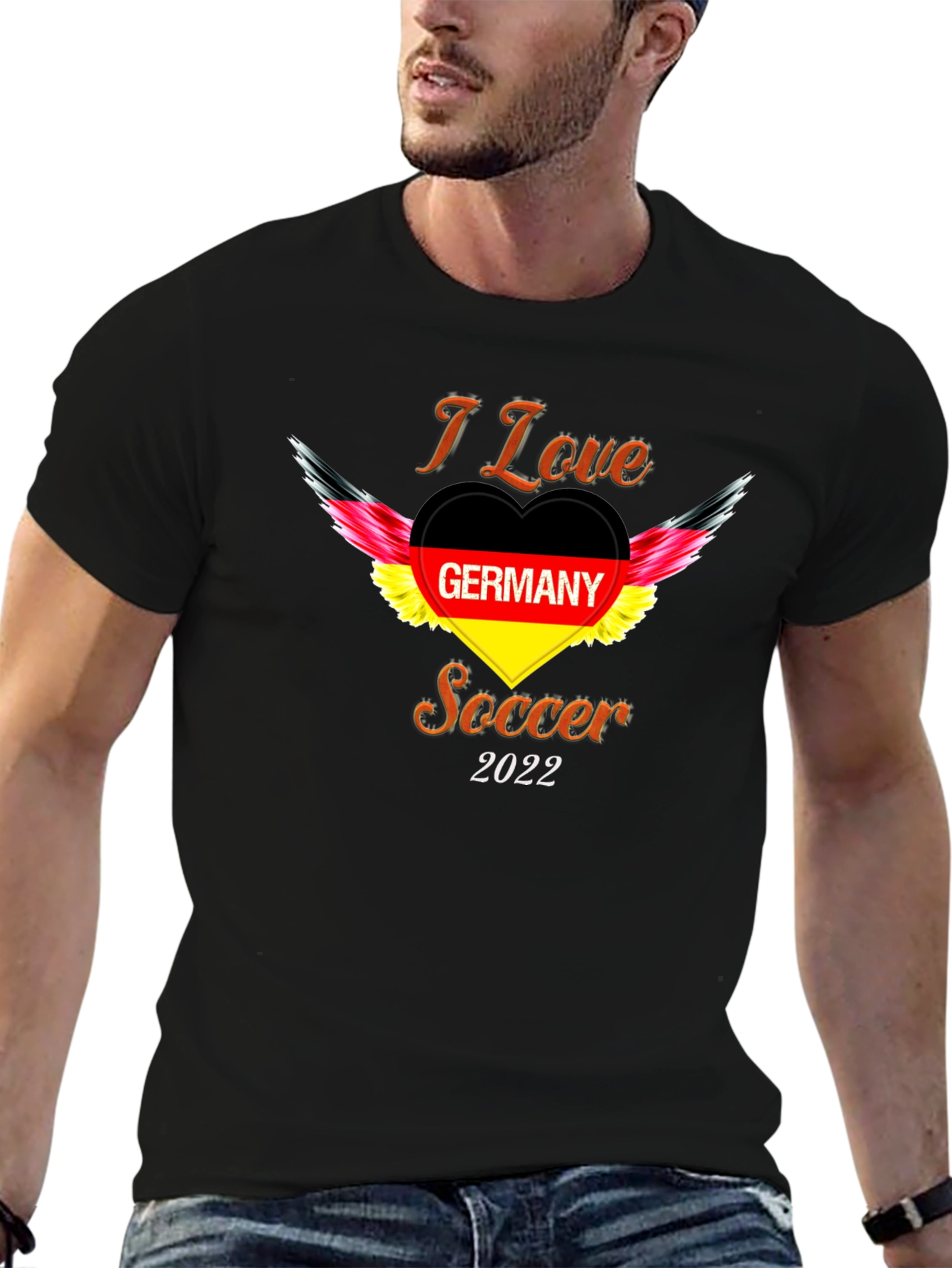 Black I Love Germany Soccer 2022 T-Shirt view 6