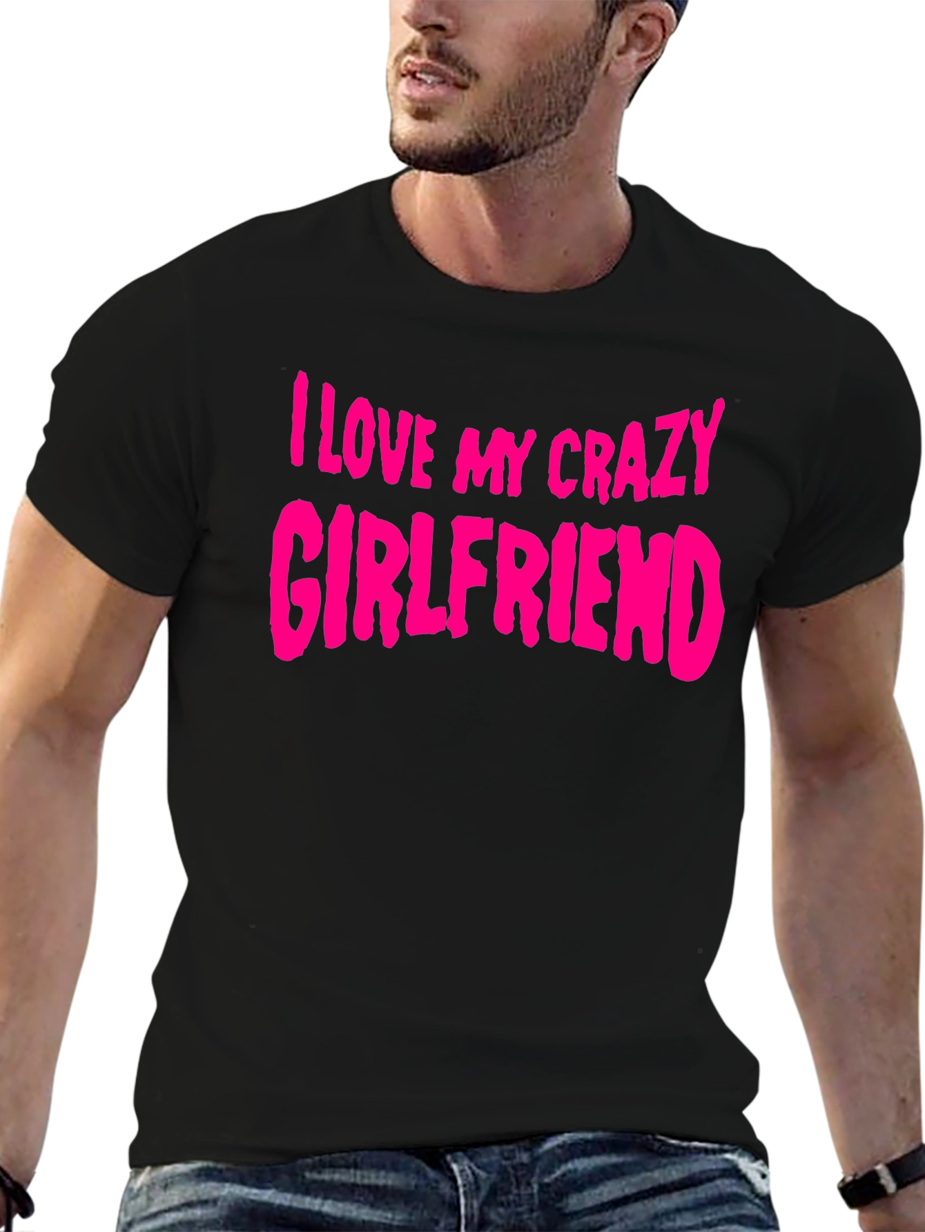 Black I Love My Crazy Girlfriend T-Shirt - Black view 6