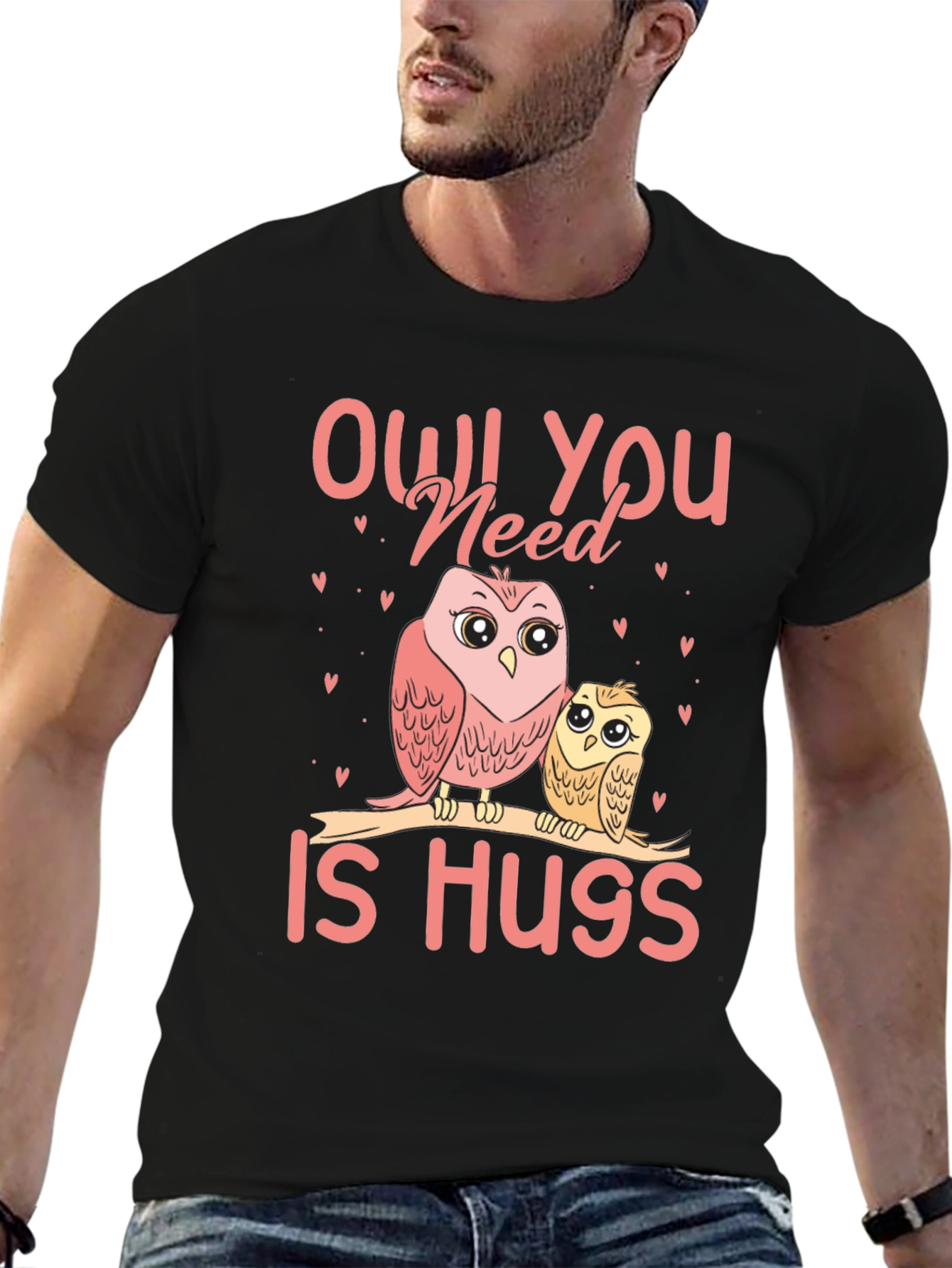 Black Owl You Need Is Hugs T-Shirt view 6