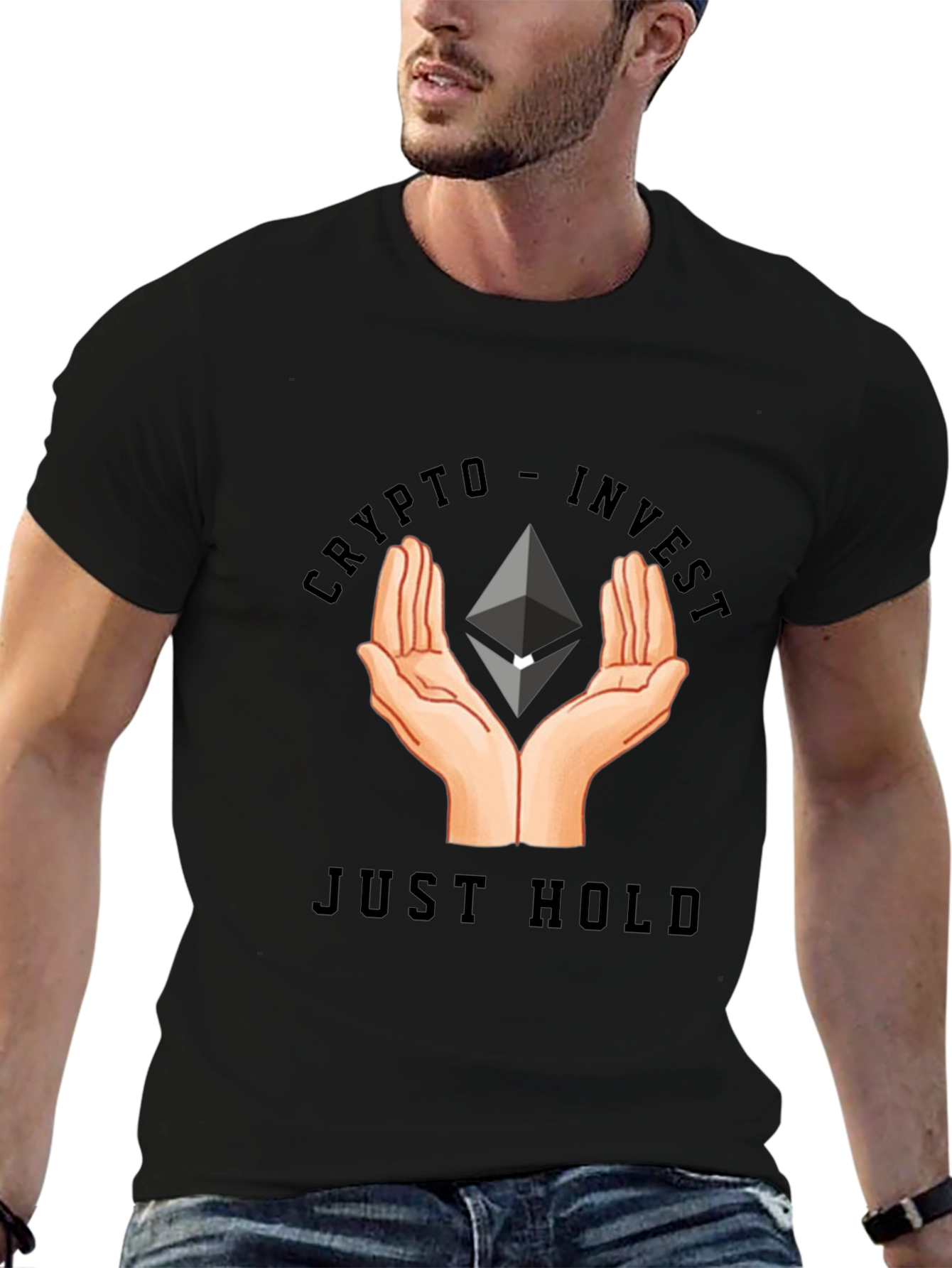 Black Crypto Invest - Just Hold T-Shirt view 6
