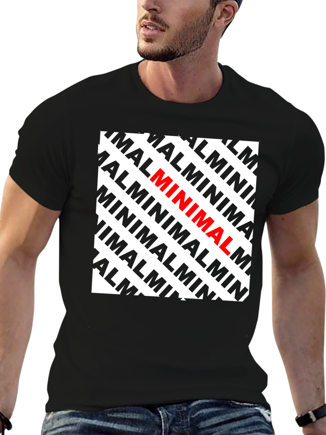 Black Minimalist Graphic Tee - Bold Wordplay T-Shirt view 6