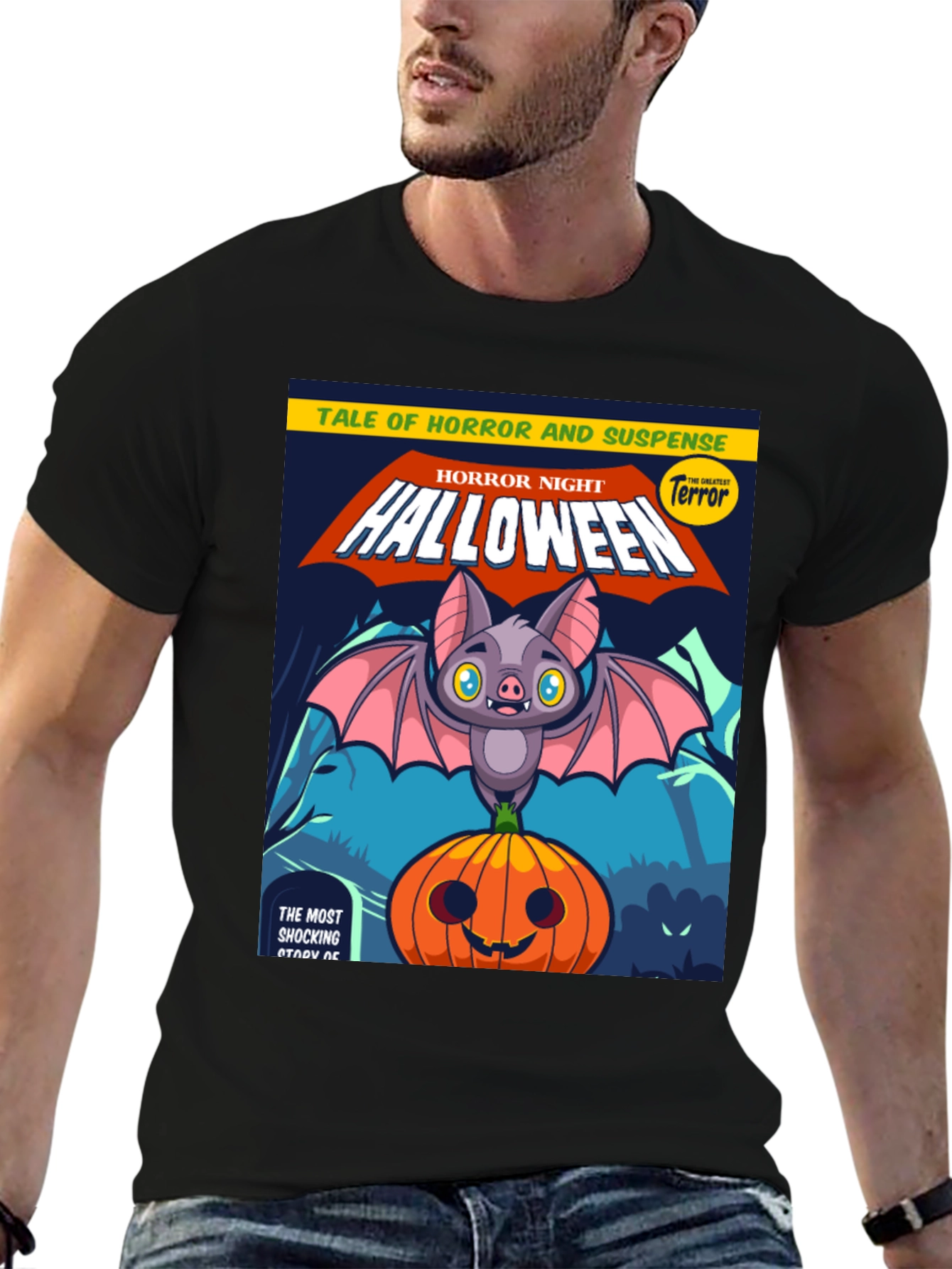Black Halloween Horror Night T-Shirt view 6