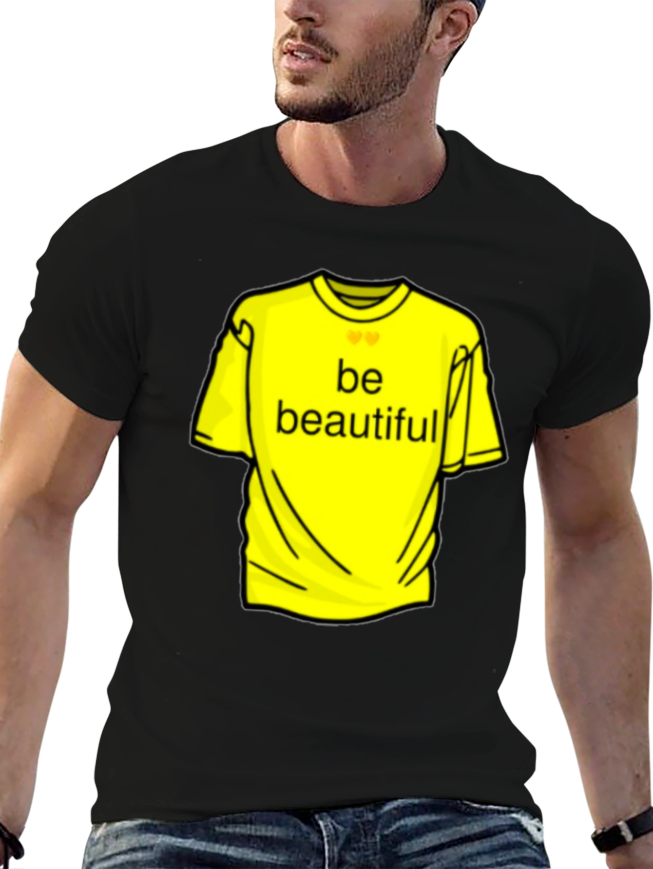 Black Be Beautiful Yellow Graphic Tee - Black Casual T-Shirt view 6