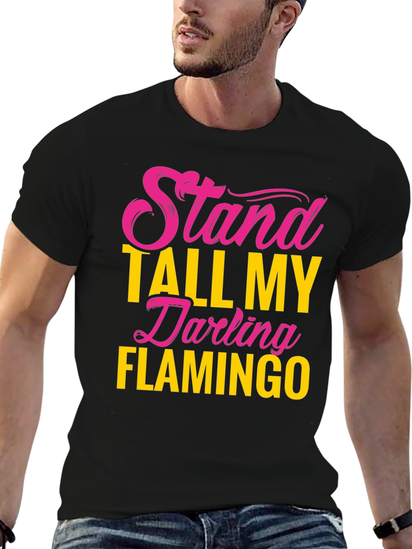Black Stand Tall Darling Flamingo Graphic Tee view 6